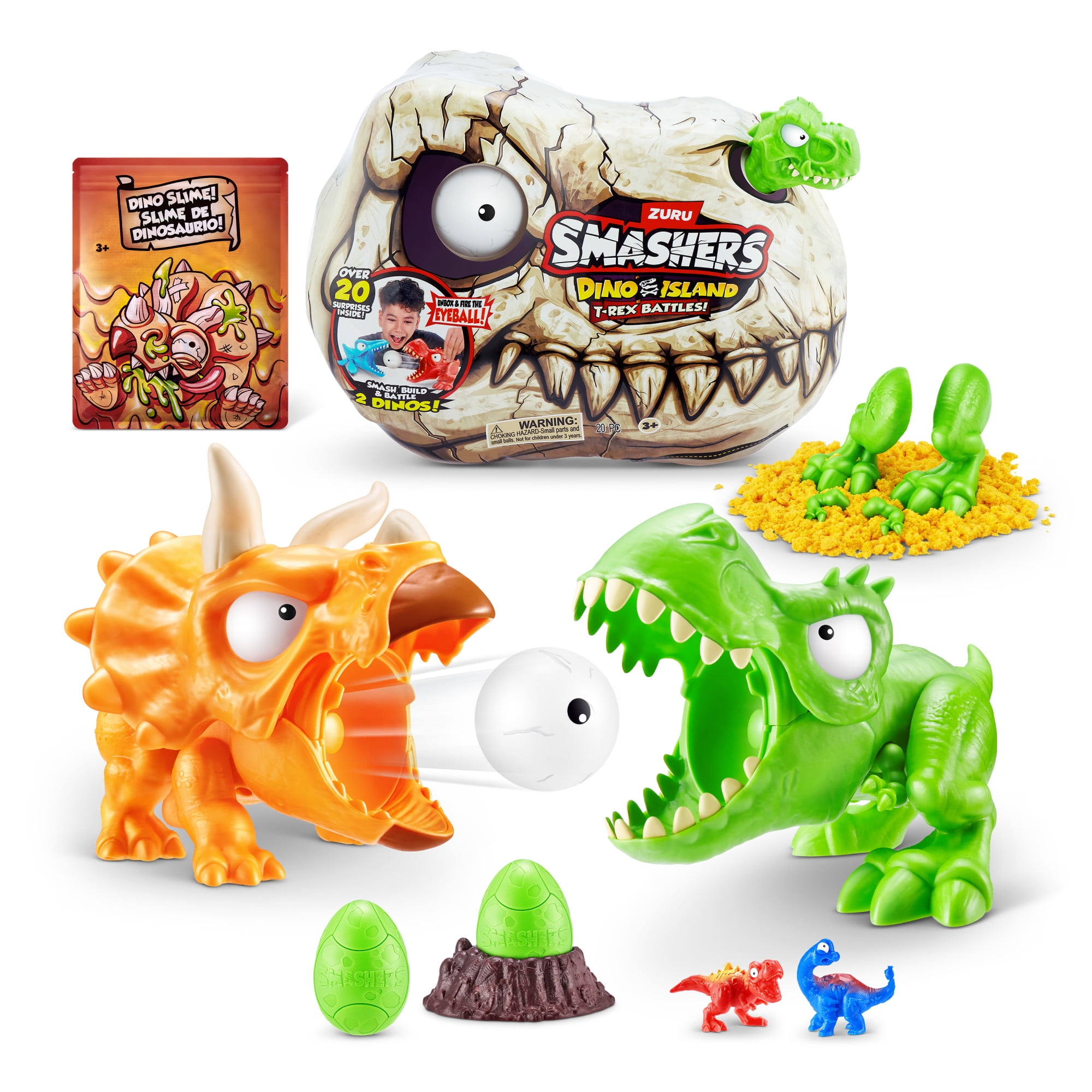 Smashers Dino Island T-Rex Battles Dinosaur Action Playset (Orange, 1 Pack) p7eqj