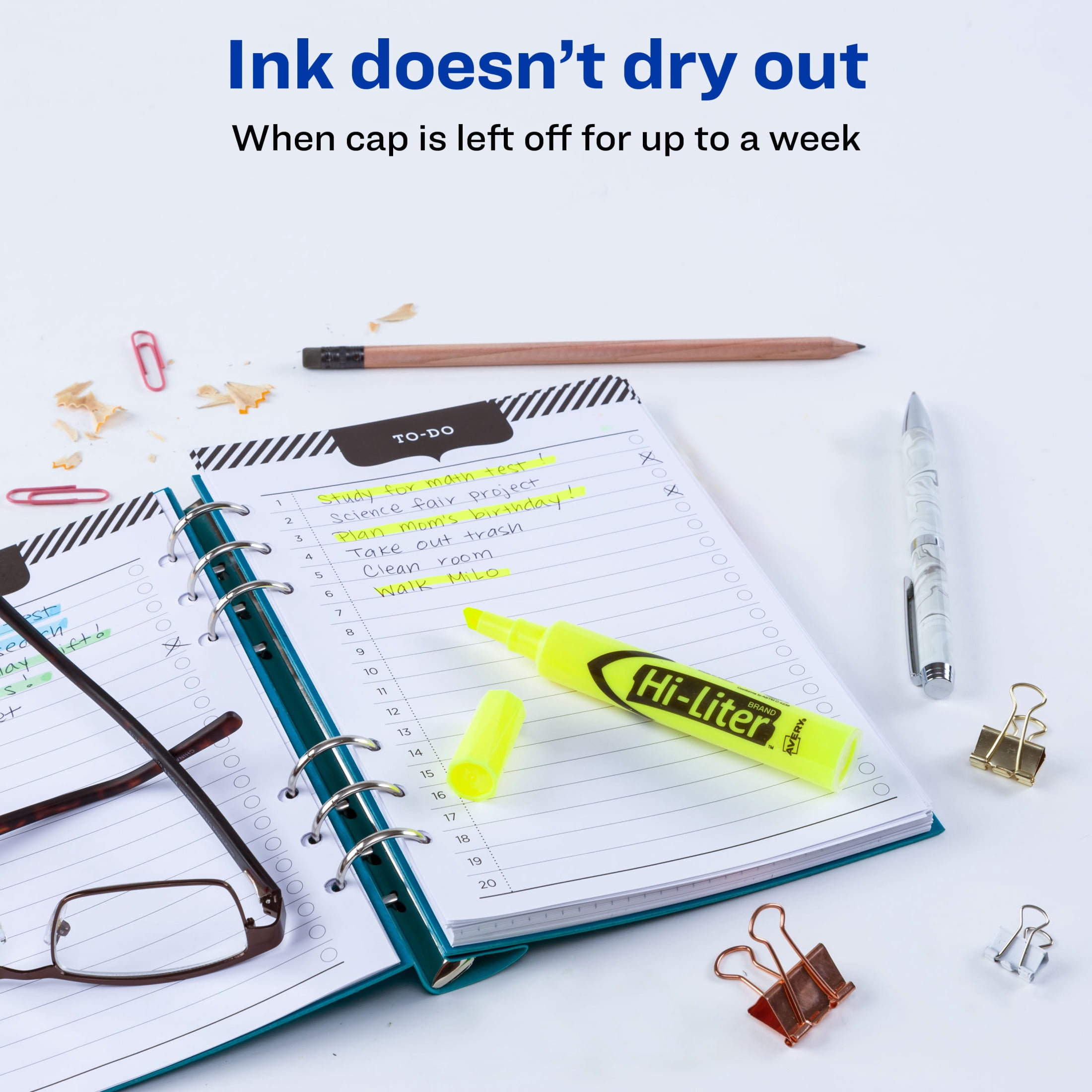 Avery Hi-Liter Desk-Style Highlighters, SmearSafe Ink, Quick-Dry (Yellow, 2 Pack) 19zdx