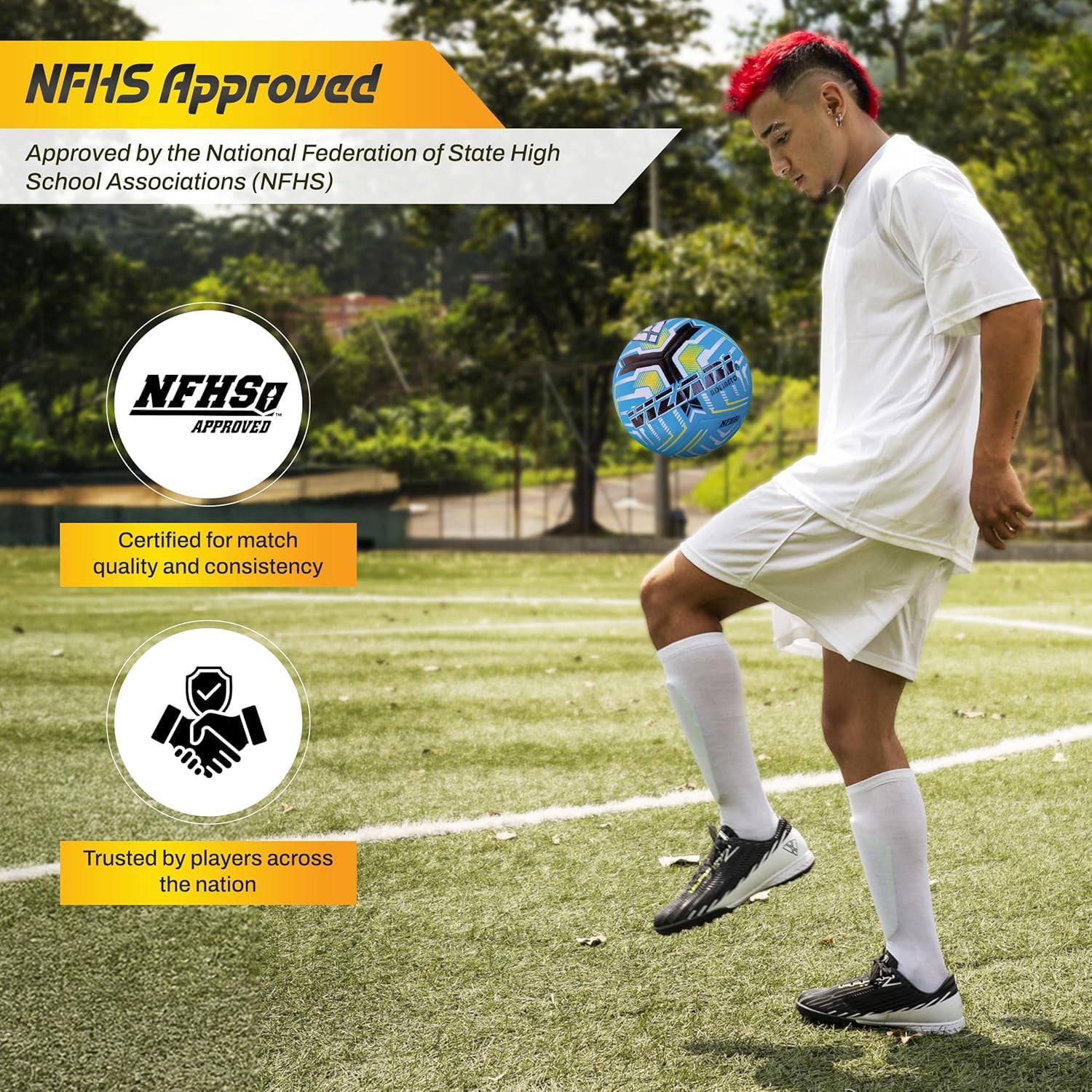 Vizari Adelanto Soccer Ball, Durable 12-Panel Design, Water-Resistant Aerodynamic Training Ball (Blue, Size 4) tdh0s