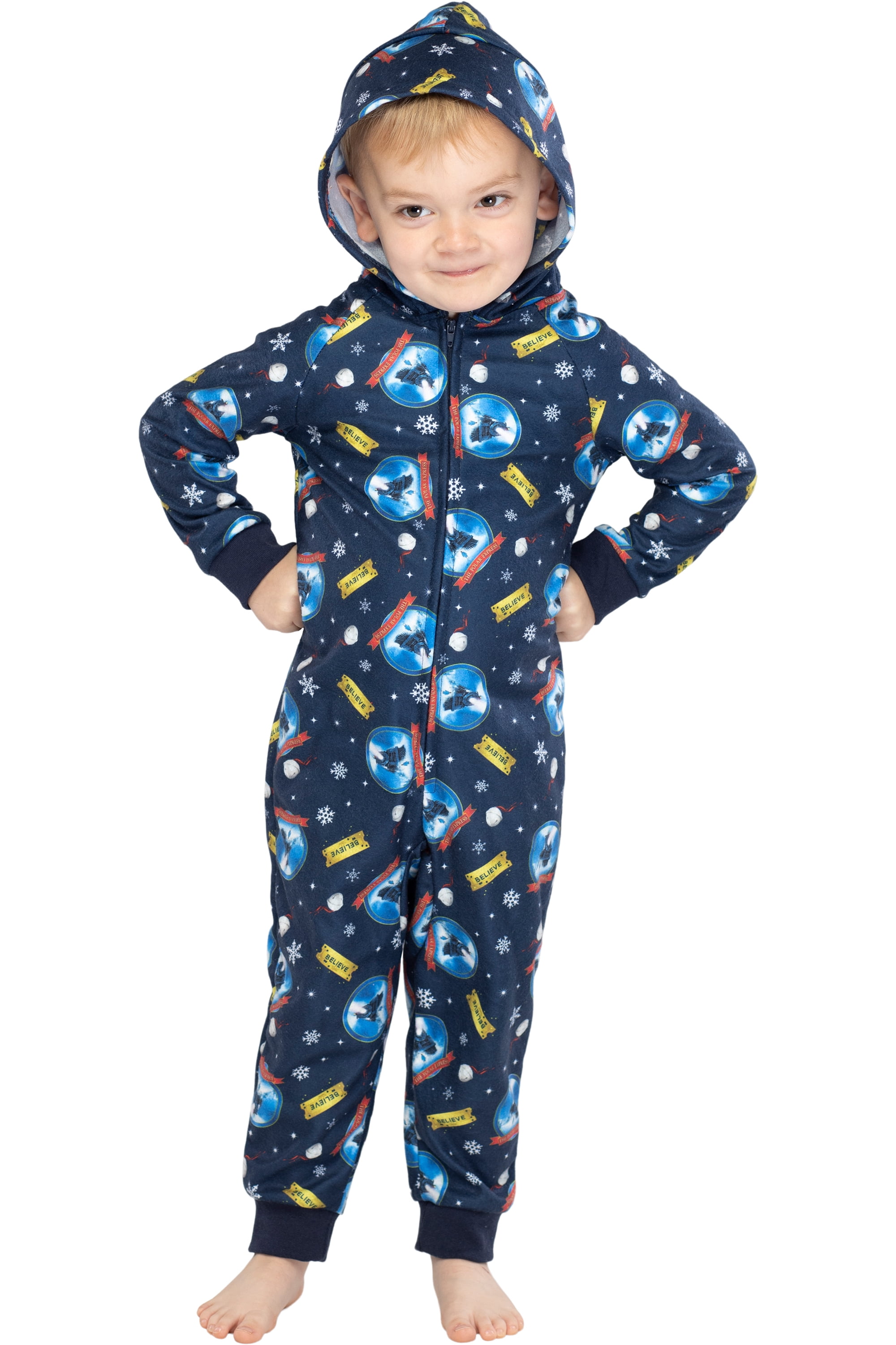 PJammy The Polar Express Toddler Kids' Hooded Footless One-Piece Pajama (Blue, 3T) eevop