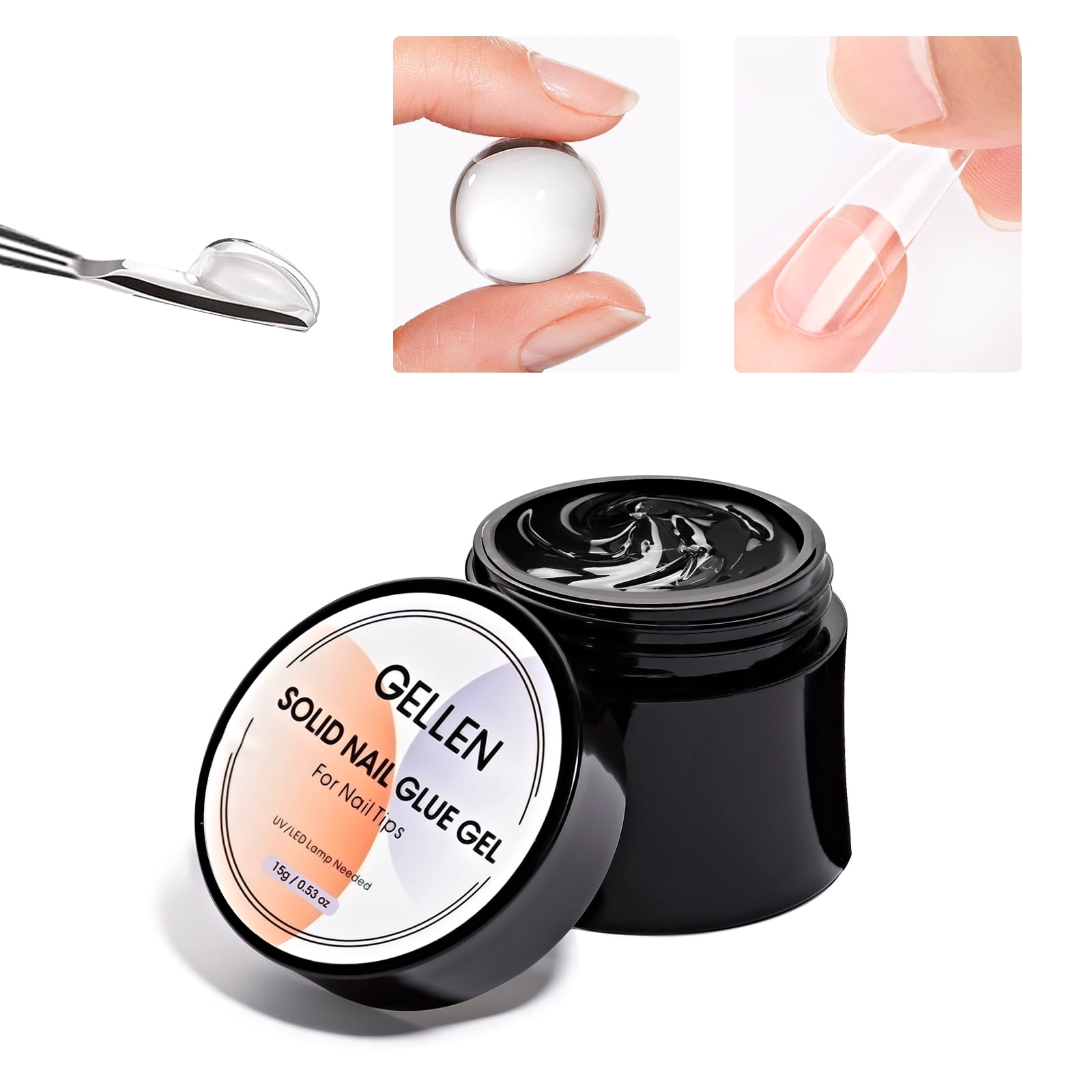 Gellen Solid Nail Glue Gel for Press-on Nails and Tips (Clear, 0.5 oz) phxux