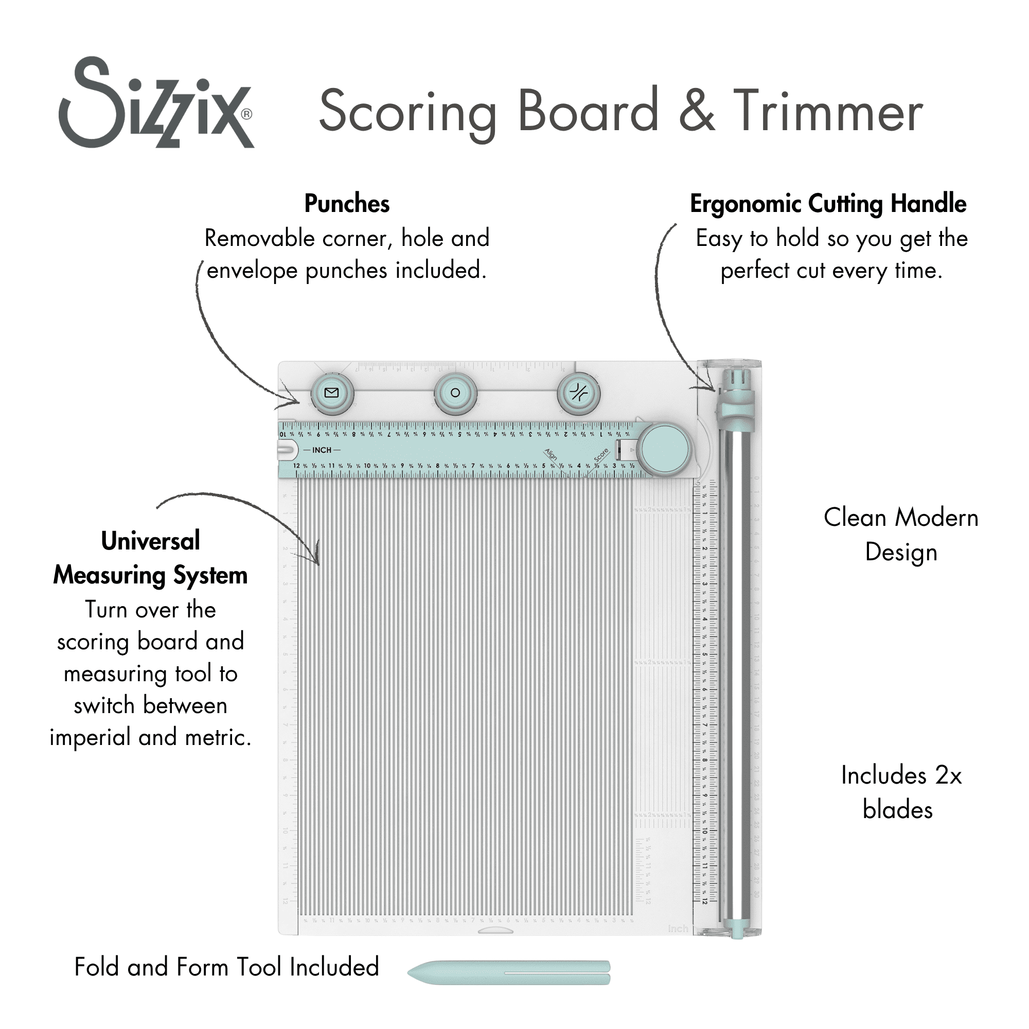 Sizzix Scoring Board and Trimmer Papercraft Tool for Precise Cutting and Folding (12 in x 12 in) ul7ty