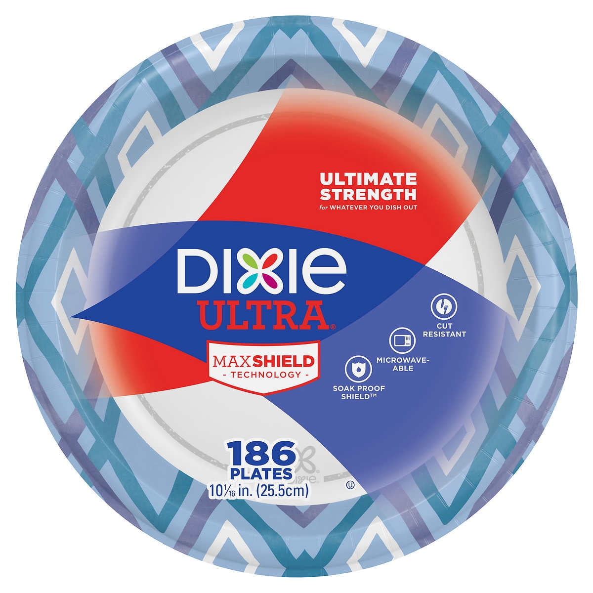 Dixie Ultra Paper Plates, Heavy-Duty Disposable Dinnerware (White, 10.06 in, 186-count) z3t7f