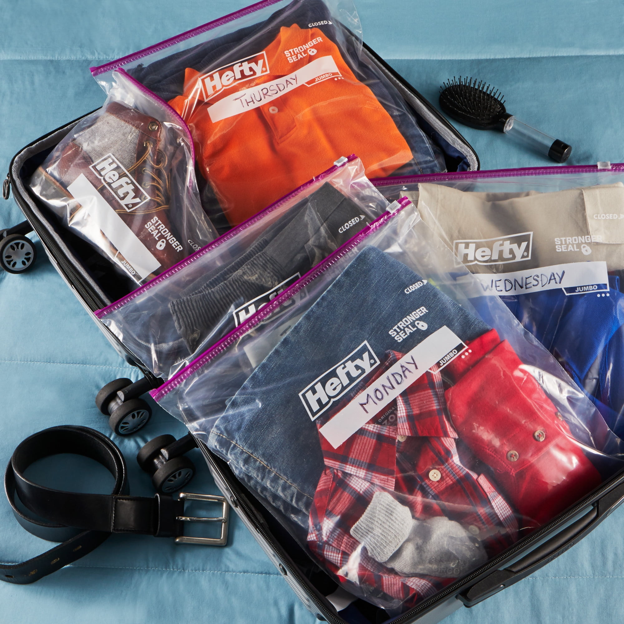 Hefty Slider Jumbo Storage Bags, Extra Strong Seal, Clear (2.5 Gallon, 10 Count) 11303