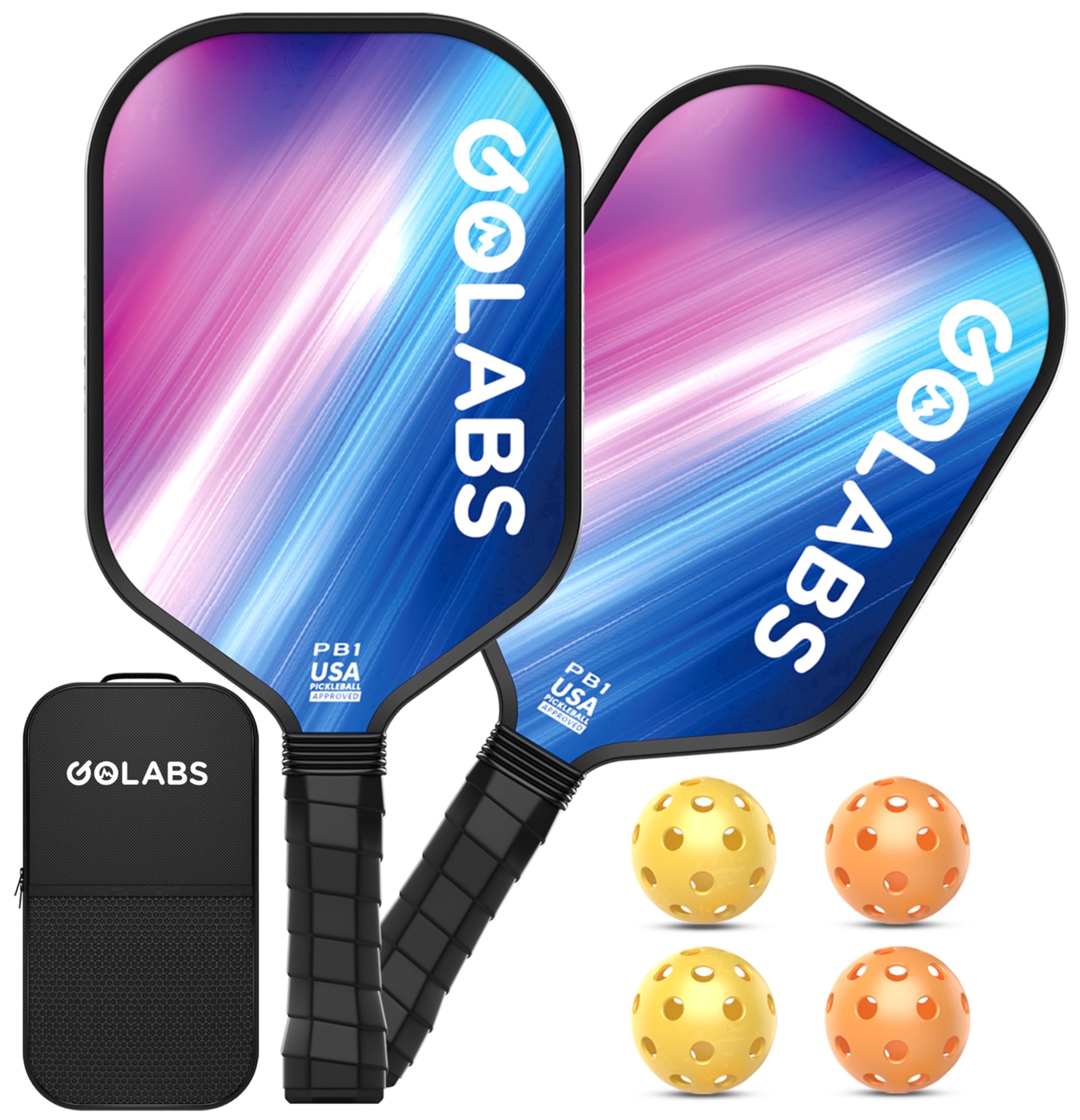 Golabs PB1 Pickleball Paddle Set, Fiberglass Surface with 4 Balls and Carry Bag (Pink, 2-Pack) a4nz8
