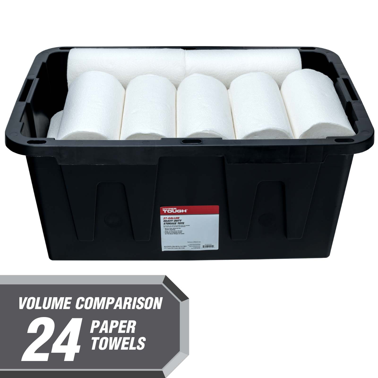 Hyper Tough 27 Gallon Heavy Duty Plastic Storage Bin with Snap-Fit Lid (Black and Red, 27 Gallon) 1y8o4