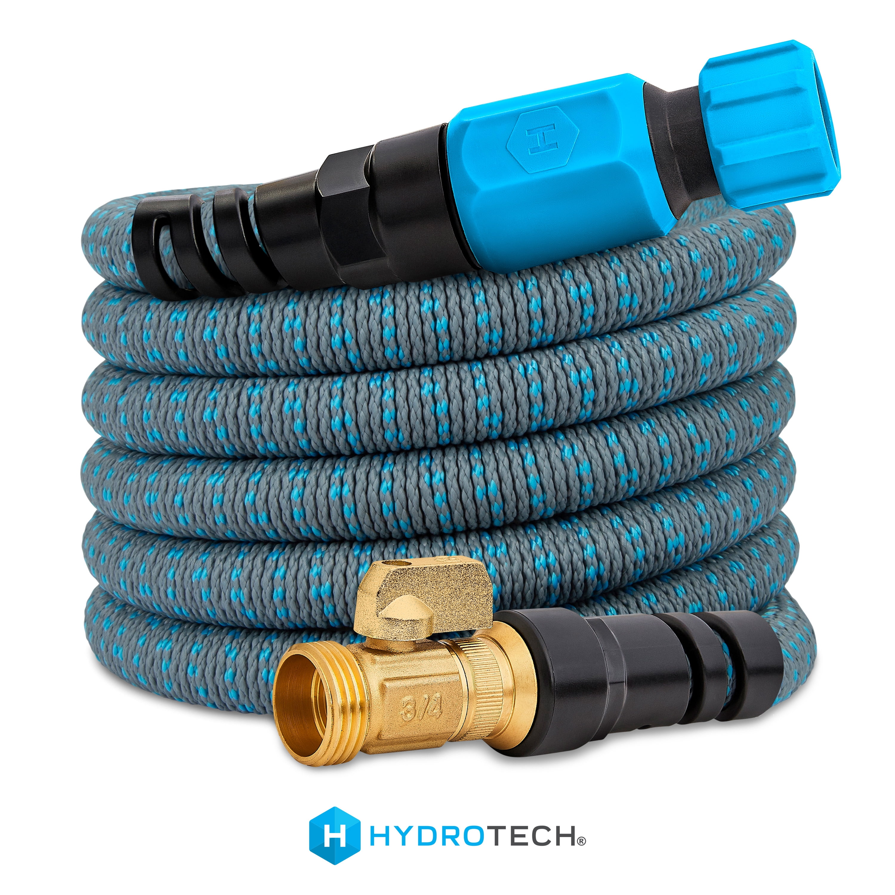 HydroTech Expandable Garden Hose, Burst-Proof Heavy-Duty Flexible Water Hose (Blue, 25 ft.) ztkav
