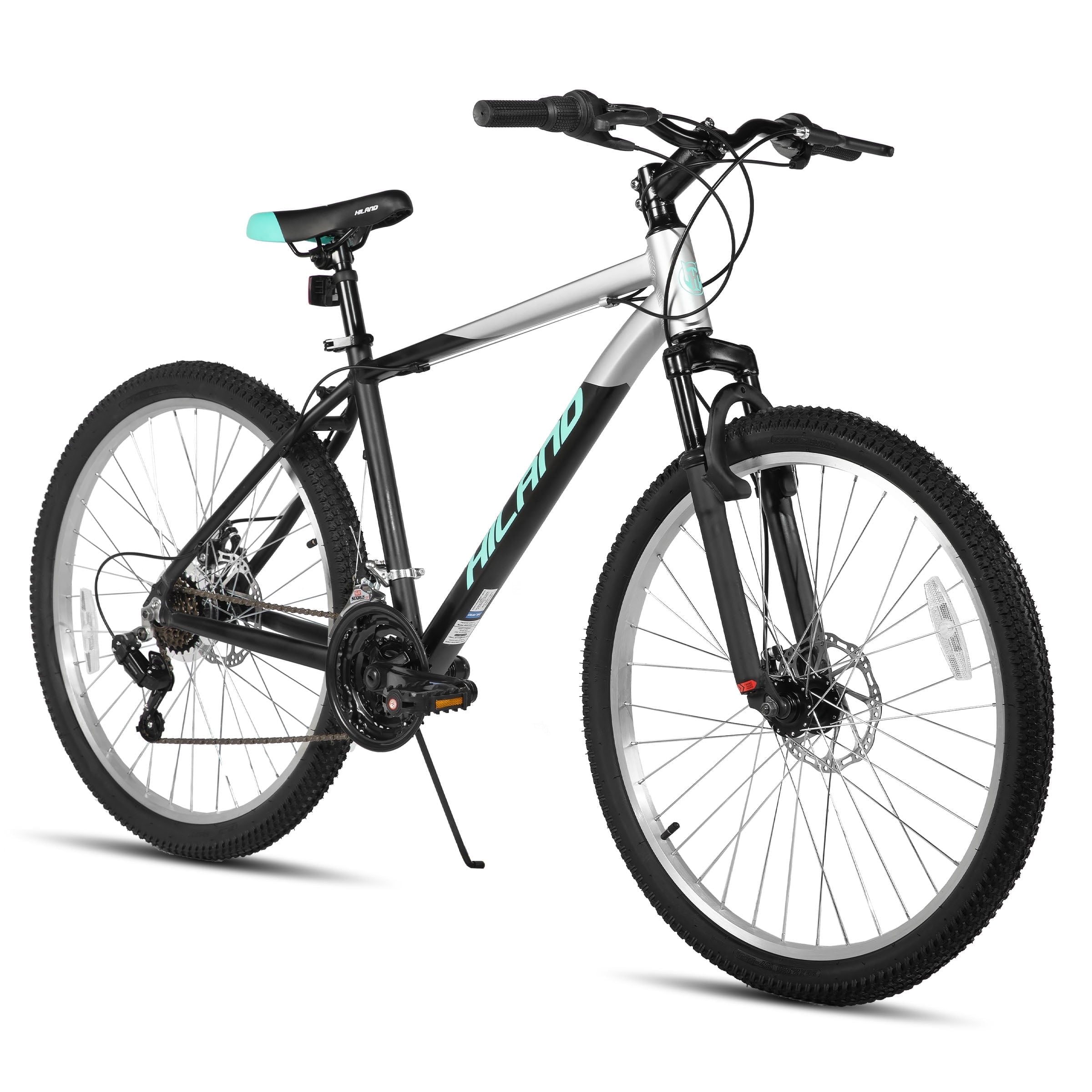 HILAND 26 in Mountain Bike, 18-Speed MTB with Dual Disc Brakes, Aluminum Frame Bicycle (Black, 26 in) lyex8