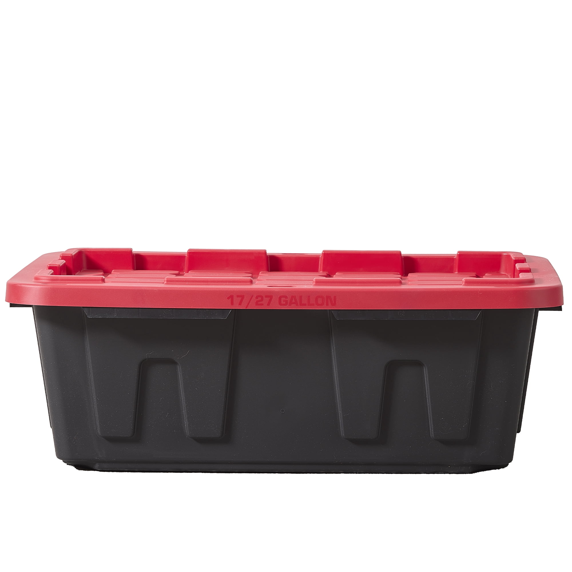 Hyper Tough 17 Gallon Heavy Duty Plastic Storage Bin with Snap Lid (Black and Red, 17 Gallon) osn3w