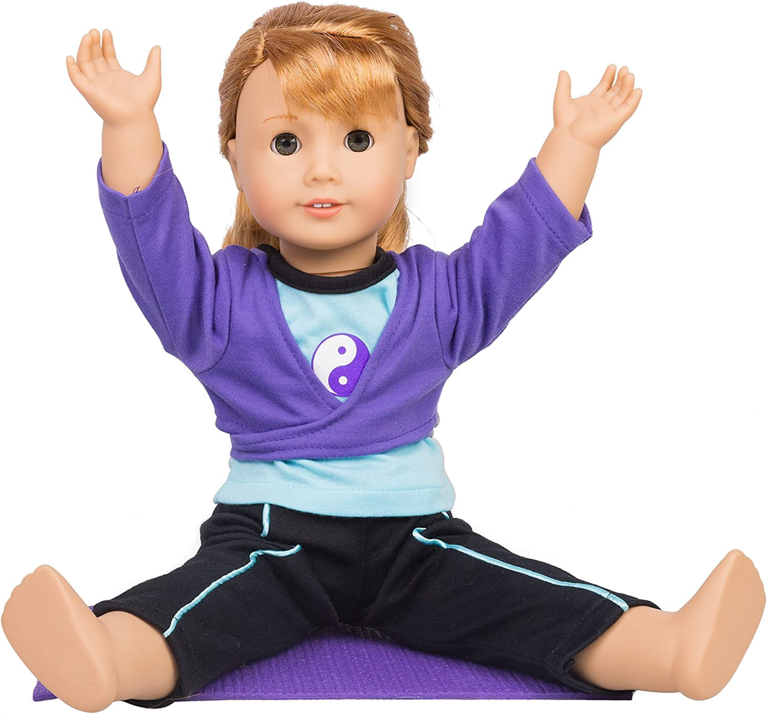 Dress Along Dolly Yoga Gymnastics Doll Outfit Set for 18 in Dolls (Black, 5 Piece Set) bp1tf