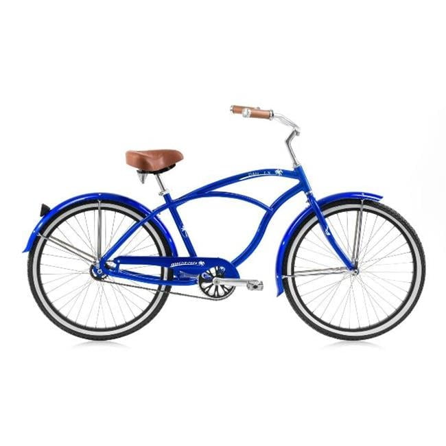 Micargi Tahiti Mens Beach Cruiser Bicycle Single Speed Durable Steel Frame (Dark Blue & Black, 26 in) 6clmu