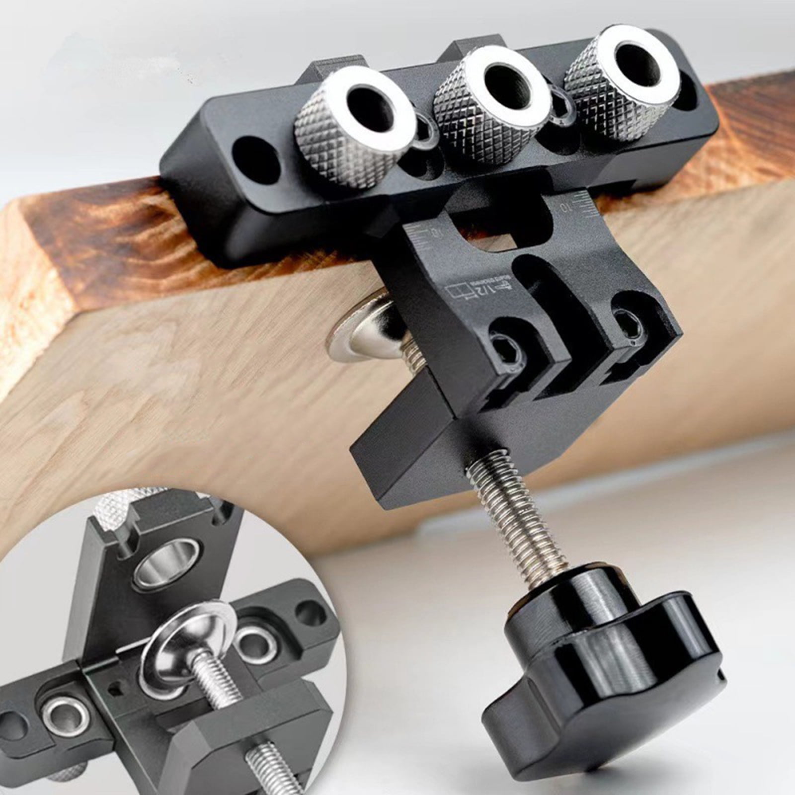 YAUXIM Adjustable 3-in-1 Woodworking Doweling Jig Kit (Pocket Hole Drilling Guide Locator for Furniture Assembly) 79xy0