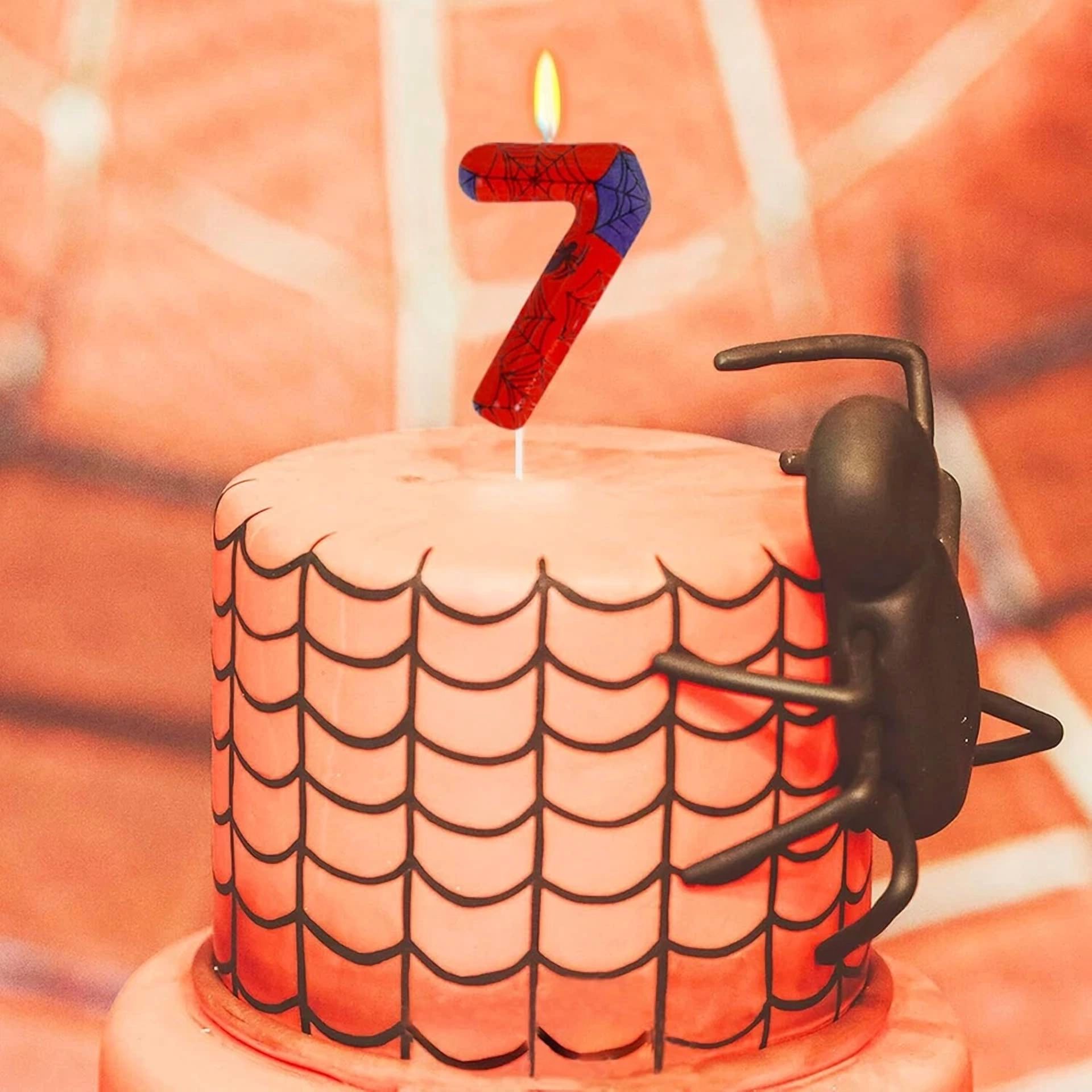 VAULT Number 7 Birthday Cake Candle, Decorative Spider Theme Party Accessory (7th Birthday, 3 in) nlgc8