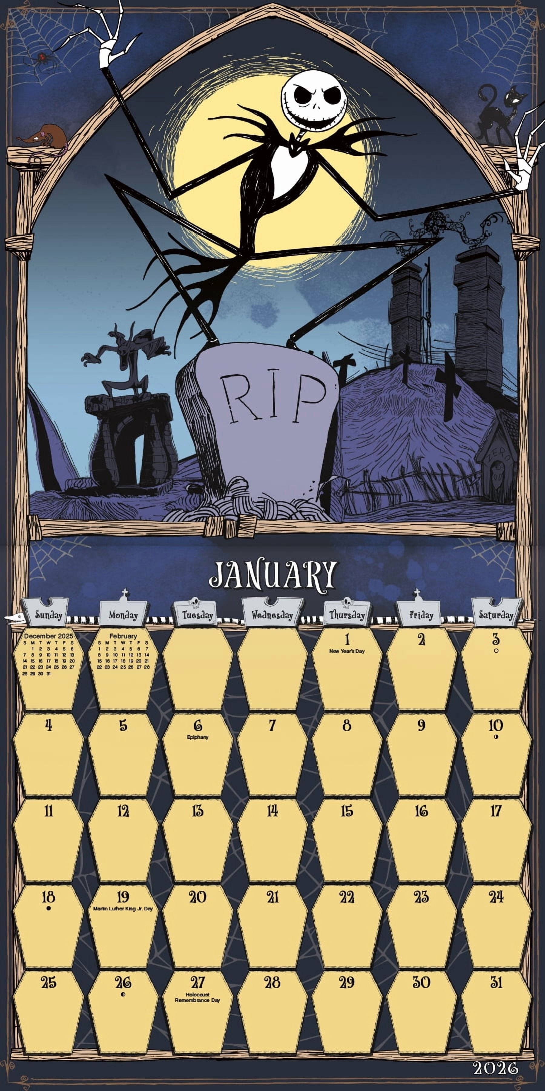 Trends International Disney The Nightmare Before Christmas Framed Poster and 2026 Wall Calendar Set (Black, 12 in x 17 in) ffa3k
