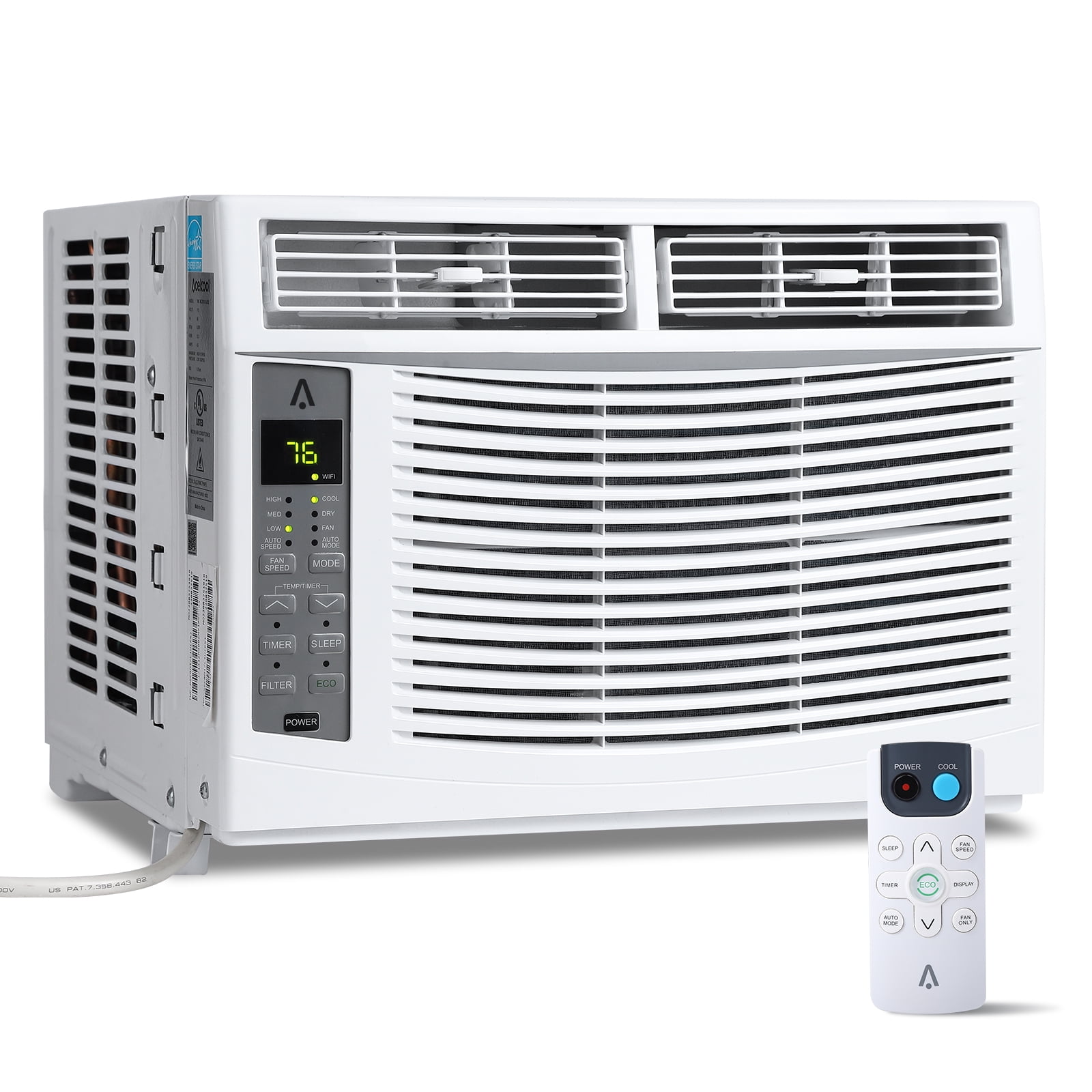 Missky 6000 BTU Window Air Conditioner, Smart WiFi Enabled Cooling Unit for Rooms up to 250 sq ft (White) x0pak