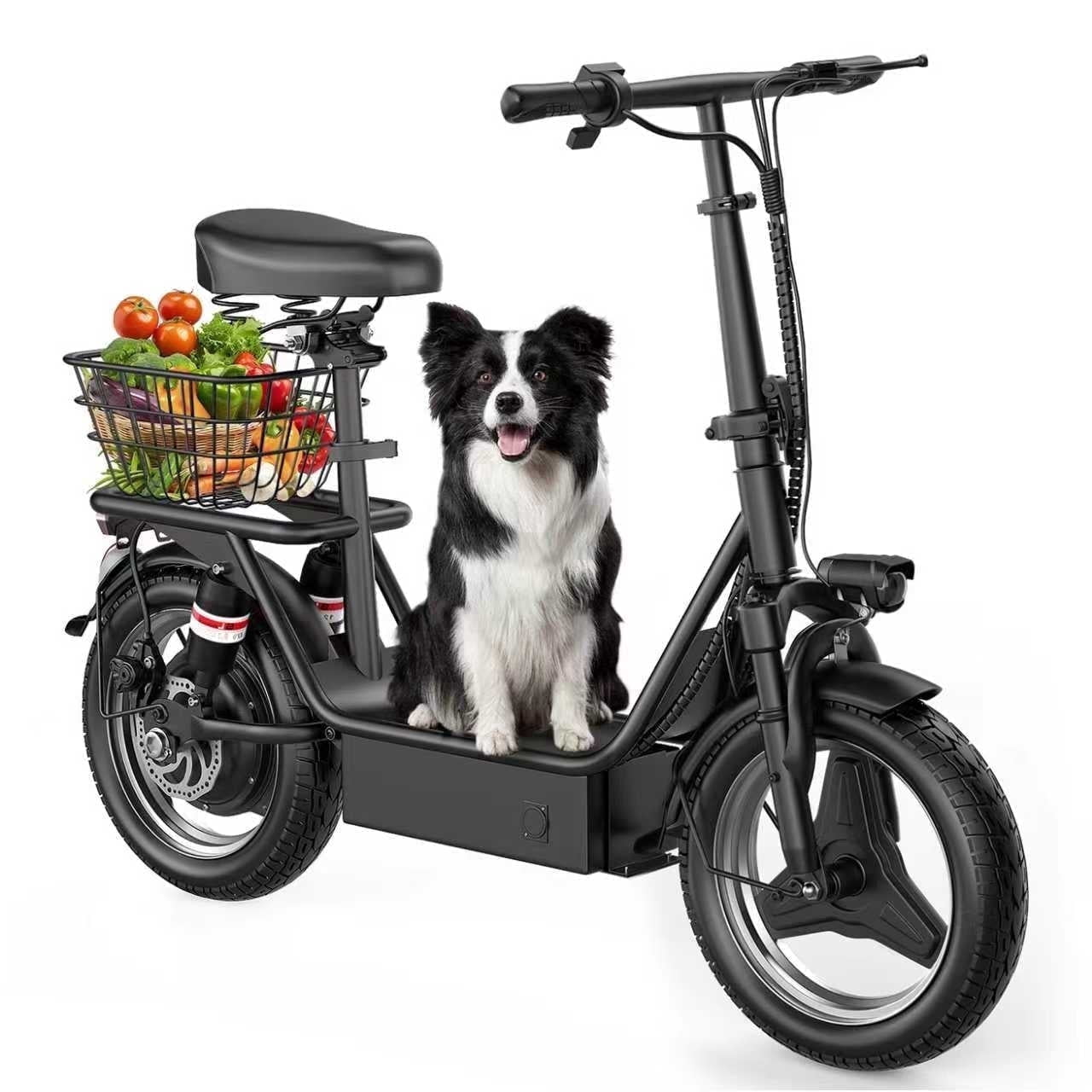 AKSGO K10 Electric Scooter with Seat, Folding Commuter E-Scooter, 14 in Tires, 20 MPH Top Speed (Black) 98nav