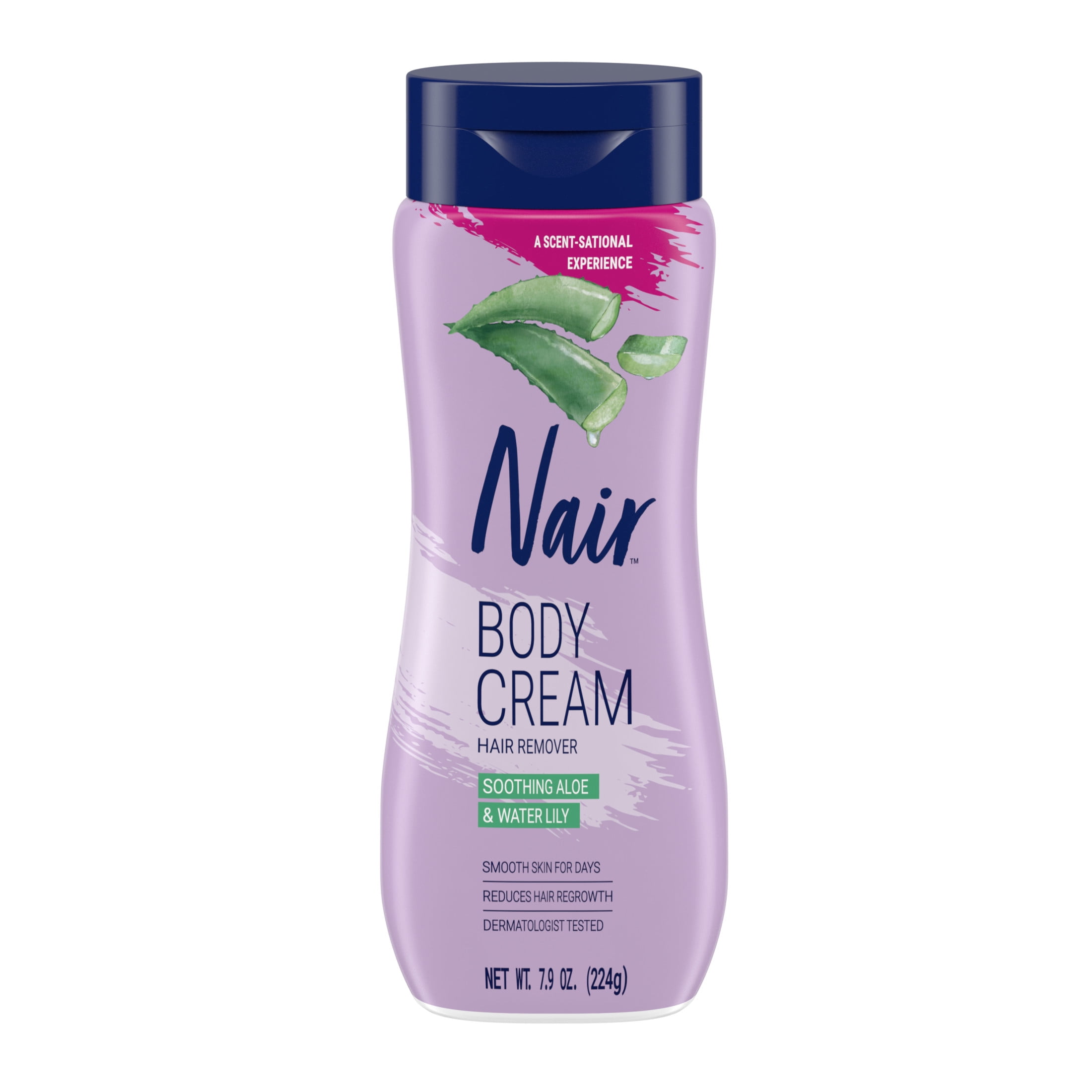 Nair Body Cream Hair Remover, Depilatory Lotion for Smooth Skin, Soothing Aloe and Water Lily (7.9 oz) nsikq