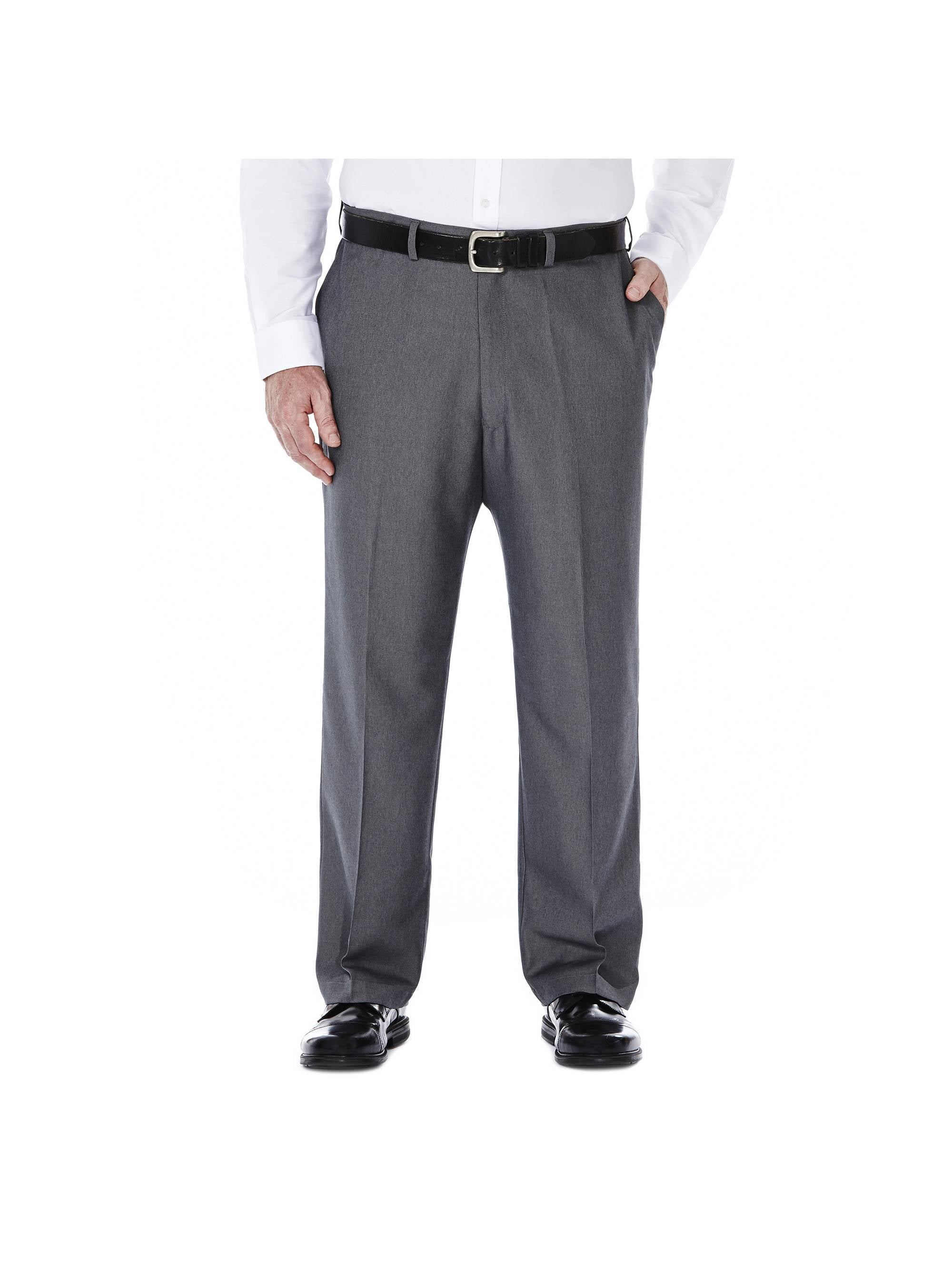 Haggar Men's Cool 18 Classic Fit Heather Solid Pant (Big & Tall, Charcoal) h1trm