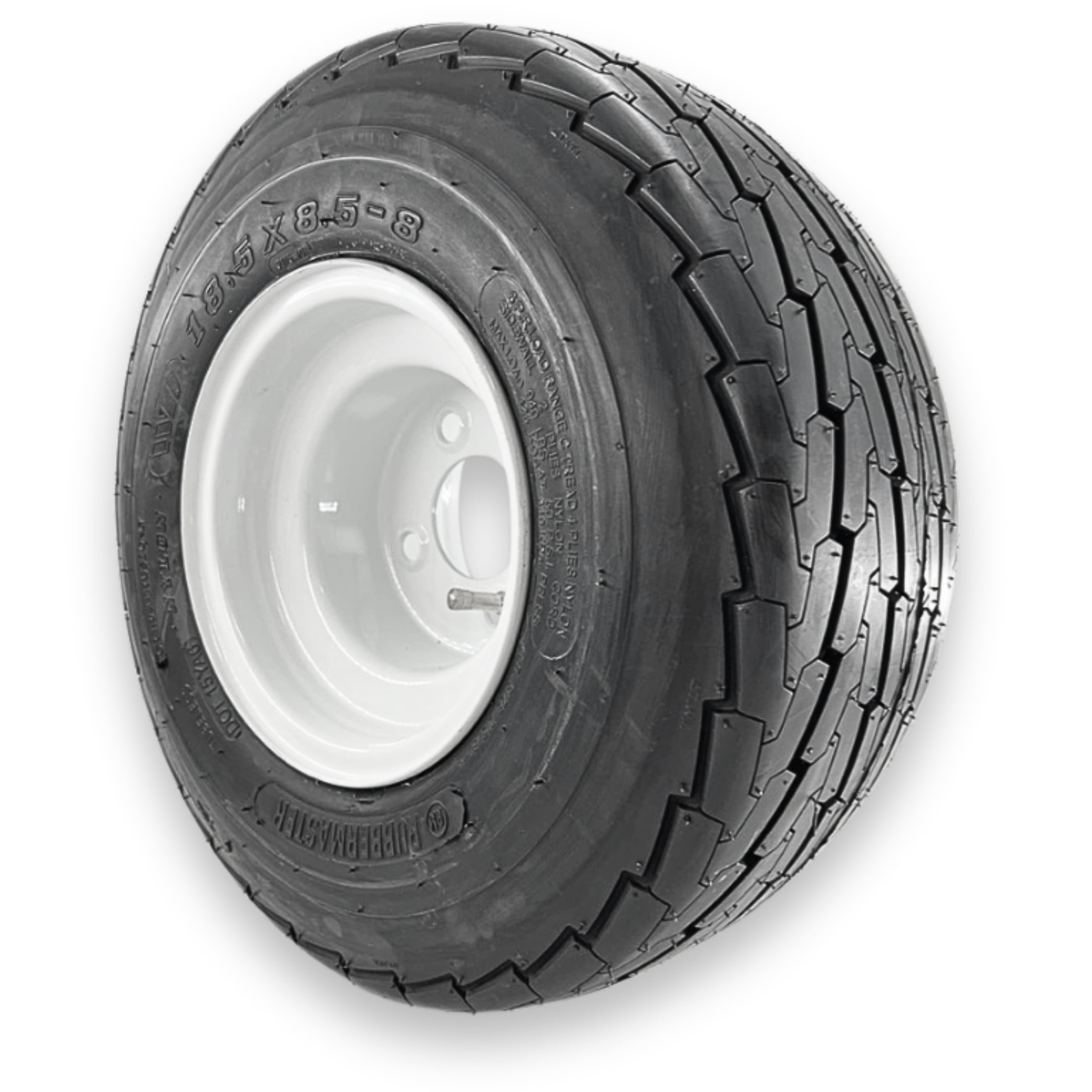 RubberMaster 18.5x8.50-8 Highway Rib Tire and Stamped Steel Rim Assembly (4 Ply, 4 on 4 Bolt Pattern) xg2i3