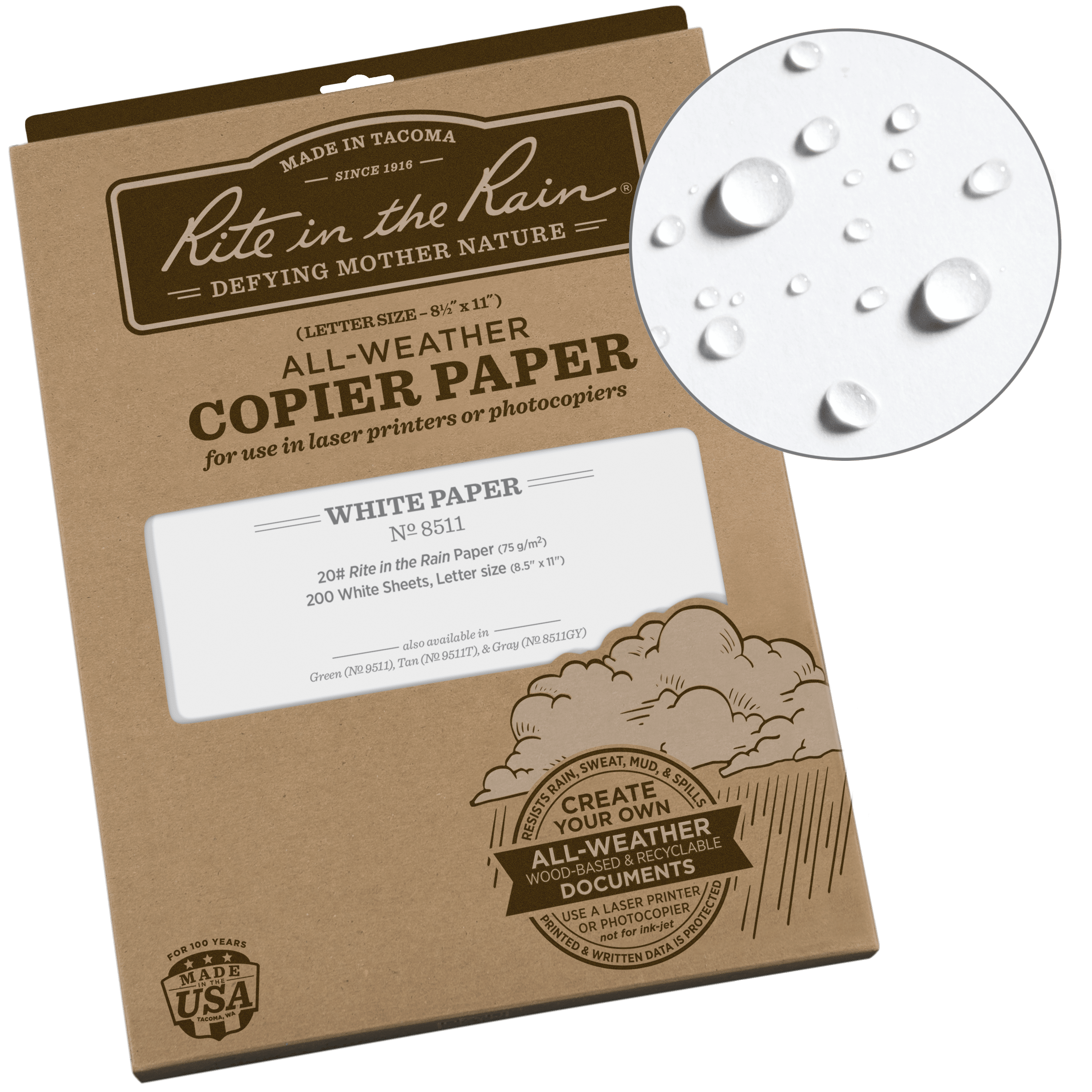 Rite in the Rain Weatherproof Copier Paper (White, 8.5 in x 11 in, 200 Sheet Pack) 3cj9s