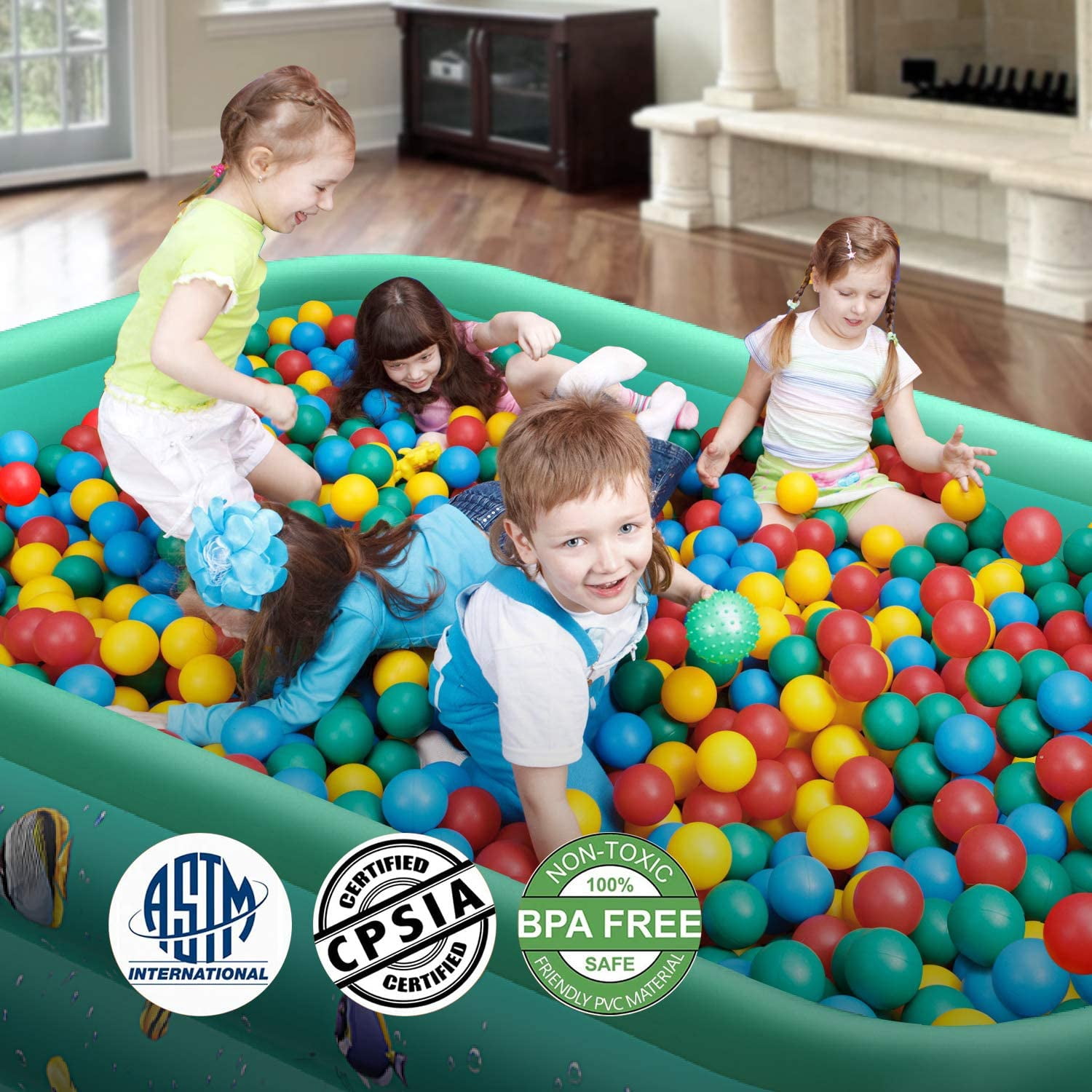 GVDV Inflatable Swimming Pool, Rectangular Family Pool for Backyard Summer Fun (Green, 118 x 67 x 22 in) giiyh