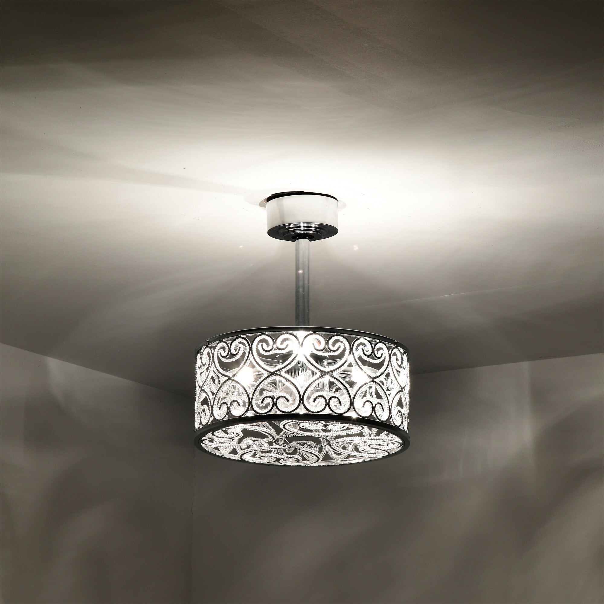 Warehouse of Tiffany Sepp 3-Light Indoor Ceiling Fan with Light Kit (Chrome, 15.7 in) ihfqv