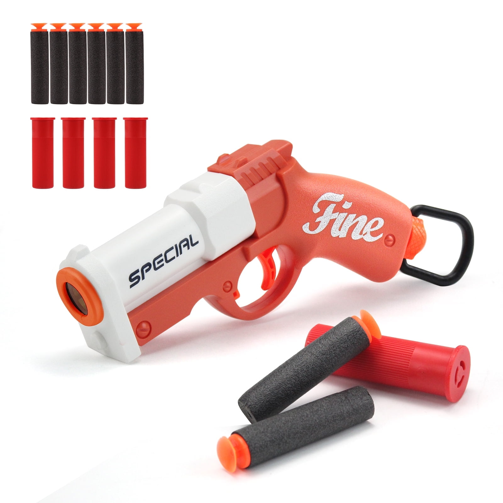 BIU BLASTER Shell Ejecting Foam Dart Blaster with Realistic Action (Orange, 10-Piece Set) aq64k