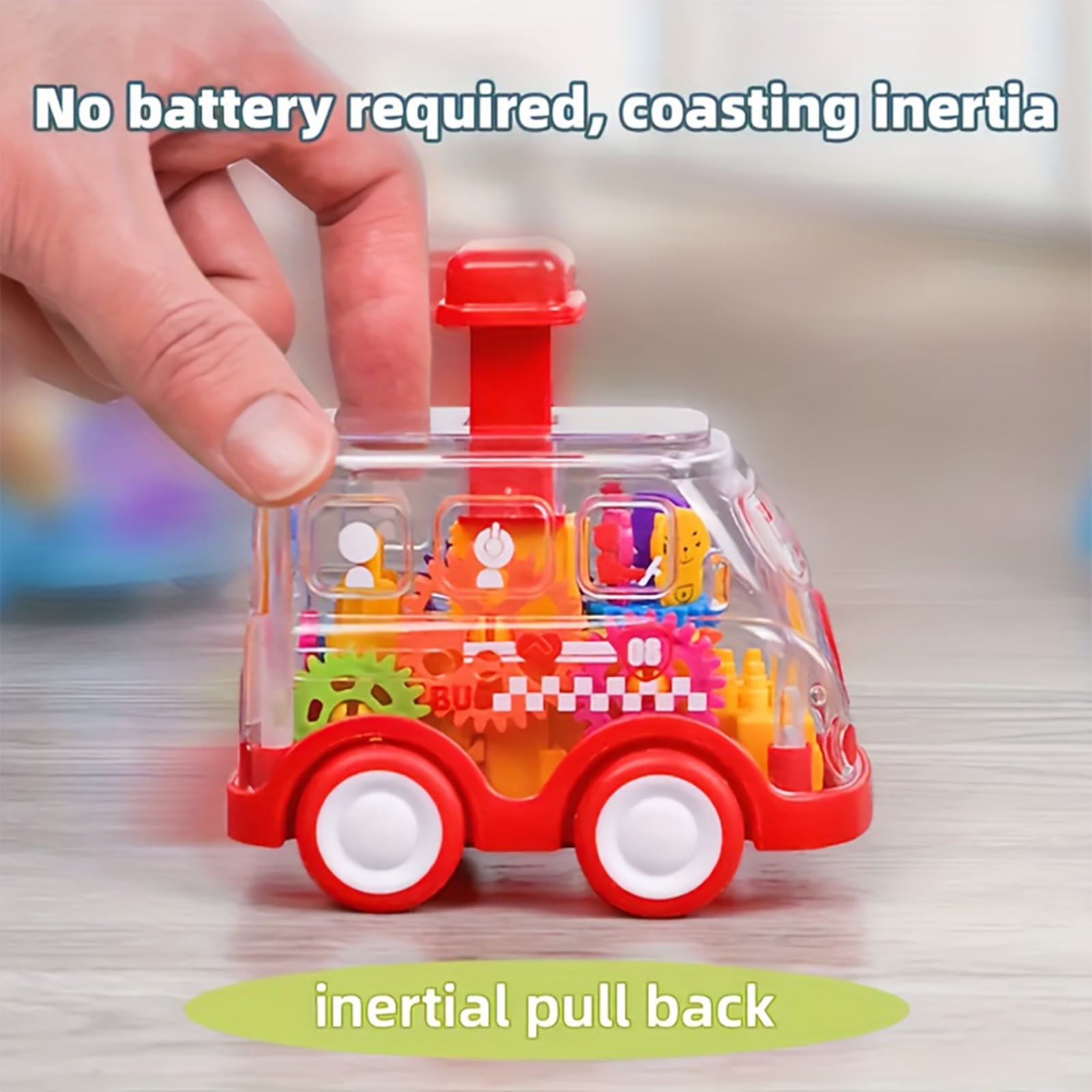 Tinn Toys Transparent Gear Powered Friction Toy Car (Clear, 6 in) cmi0j