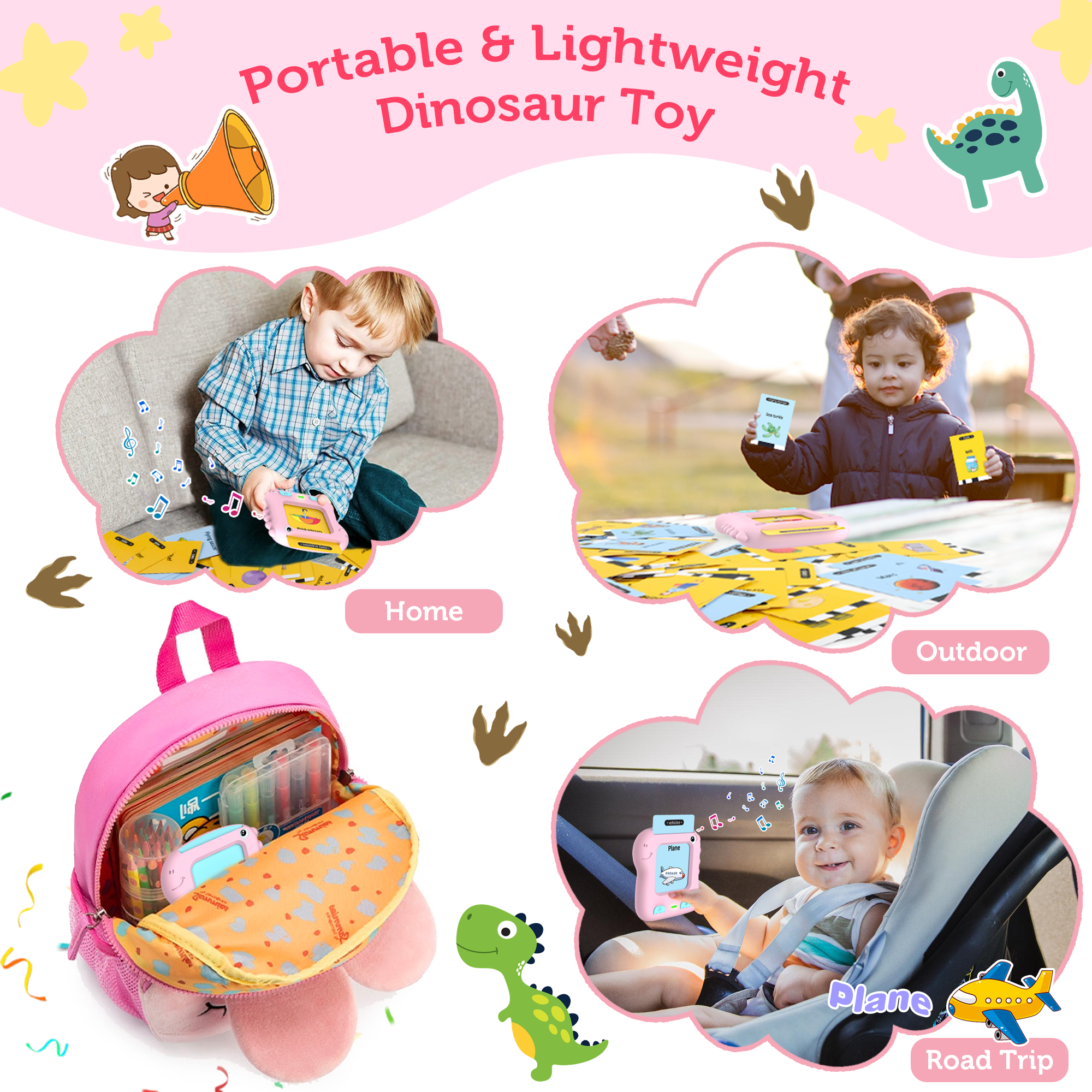 Richgv Talking Flash Cards Educational Learning Toy for Toddlers (Pink, 7x4x2 in) kxx4d