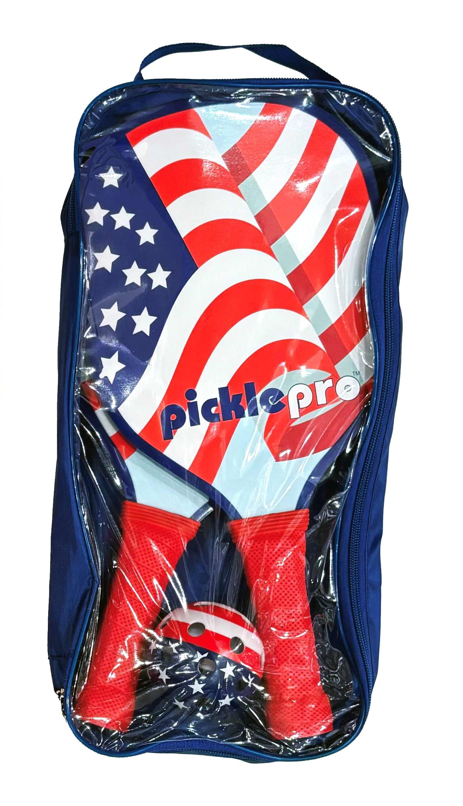 Sport Design Pickleball Paddle Set with Padded Hand Grips and Zipper Carry Bag (Red, 1 Pack) j572e