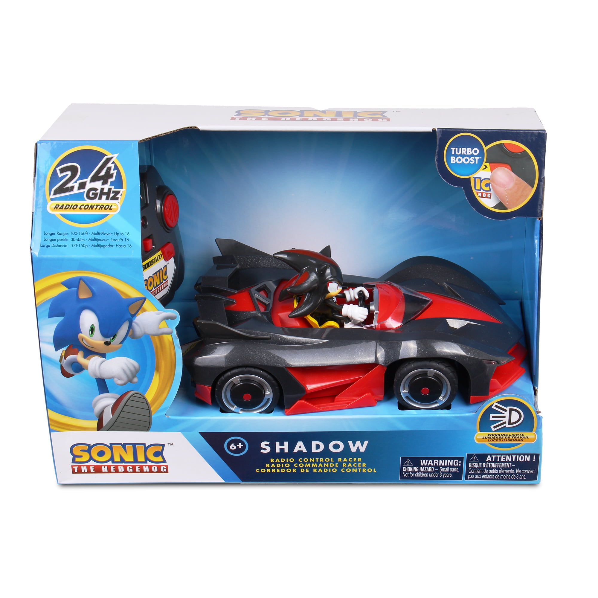 Sonic Racing CrossWorlds RC Car with Turbo Boost and LED Lights (Shadow, Black) ep942