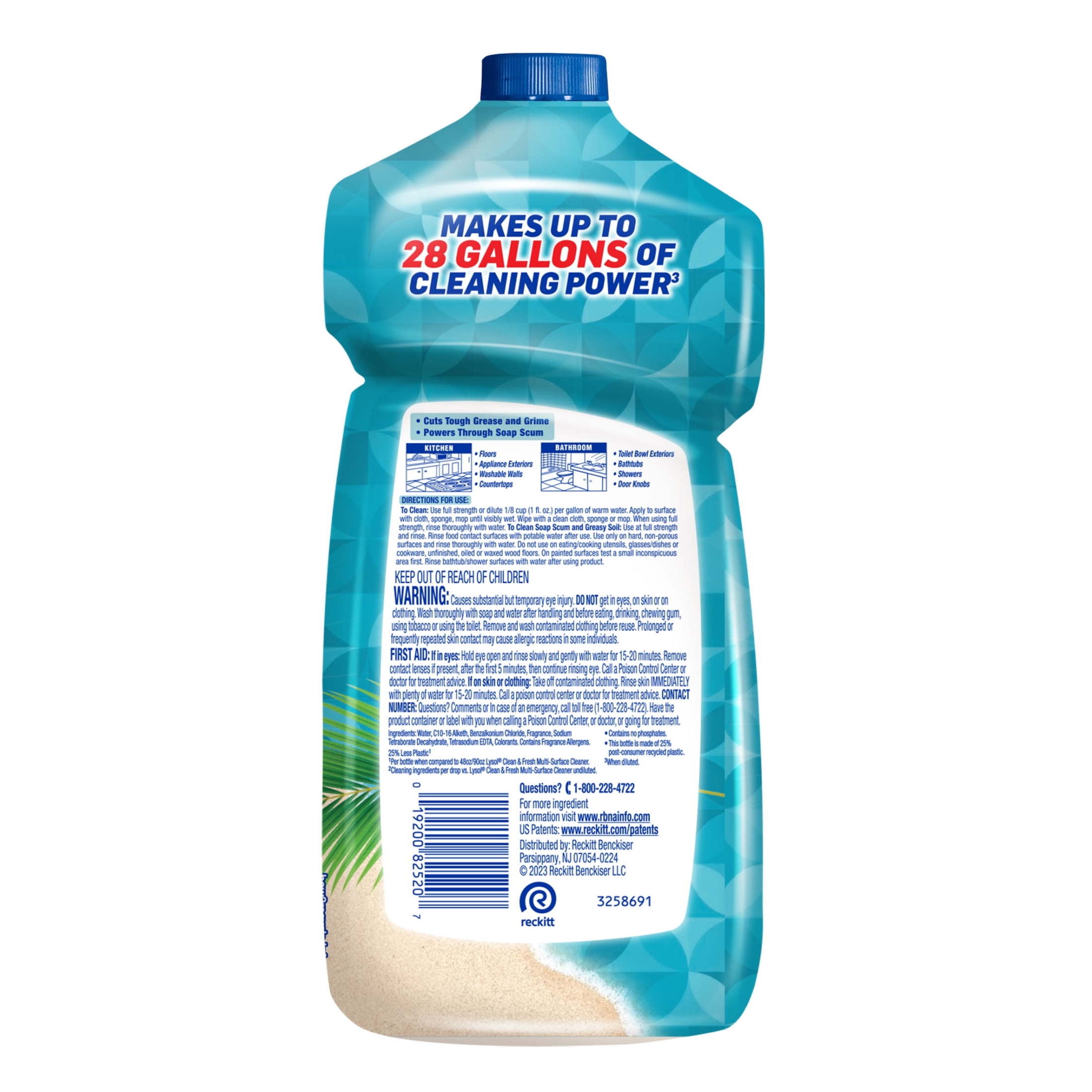 Lysol Multi-Surface Disinfectant Cleaner, Concentrated Floor and Kitchen Solution (Coconut & Sea Minerals, 9 Pack, 28 fl oz) oa3ku