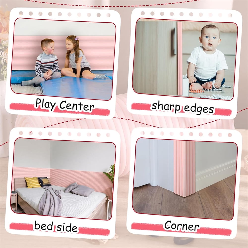 NOGIS Anti-Collision Wall Padding Self-Adhesive Padded Wall Panels for Nursery and Playroom (Pink, 15.8 in x 78.7 in) i70xf