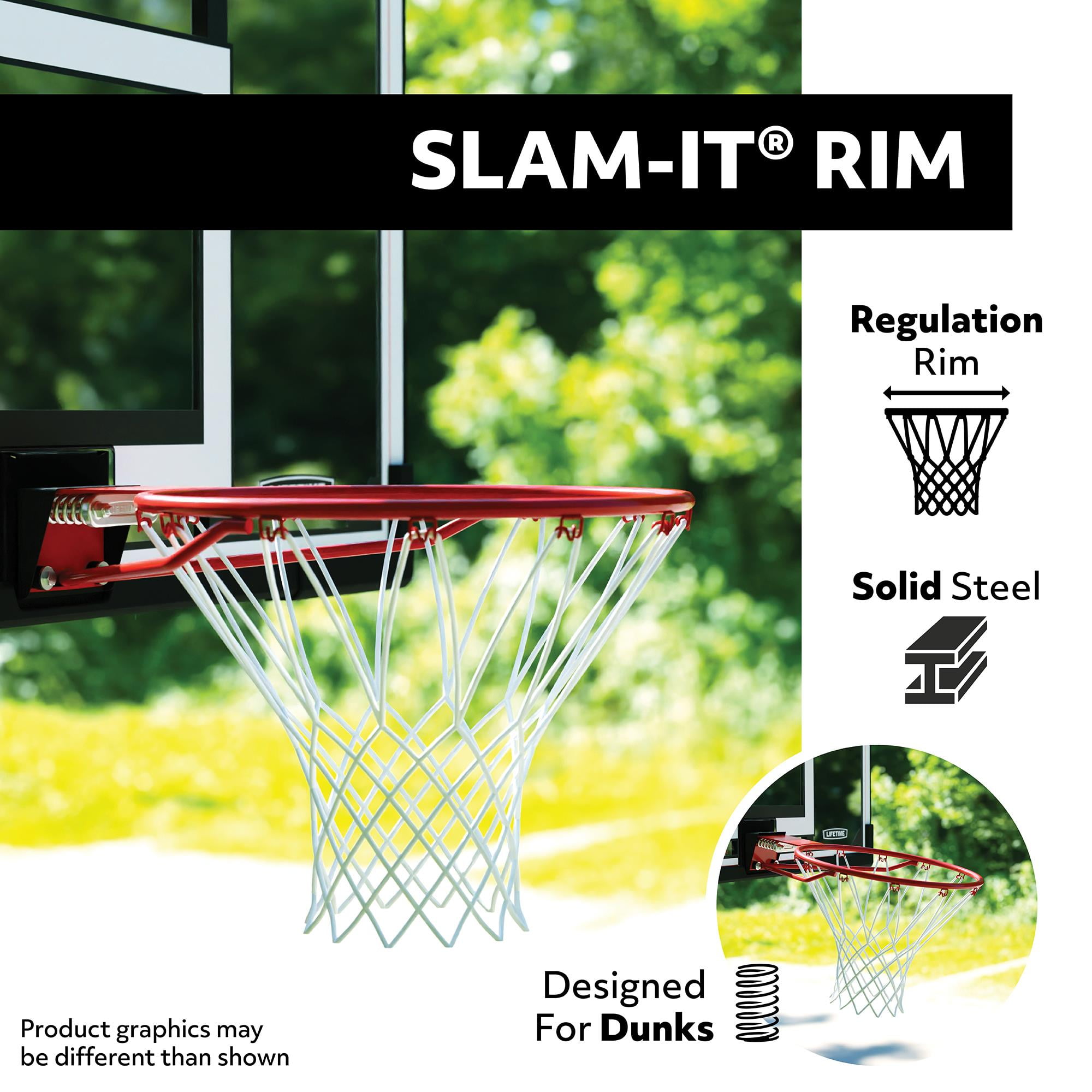 Lifetime 50-Inch Shatterproof Portable Basketball Hoop System with Speed Shift Adjustment (Black, 50 in) mt949
