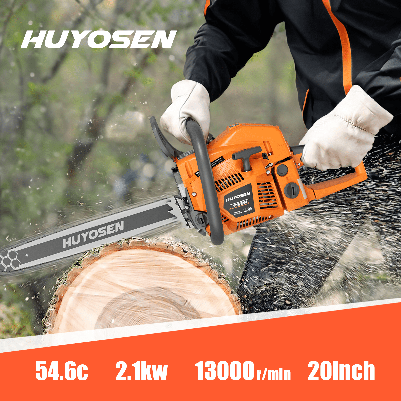 Vetoper 2-Stroke Gas Chainsaw Professional Wood Cutting Tool (Yellow, 20 in) ukoeg