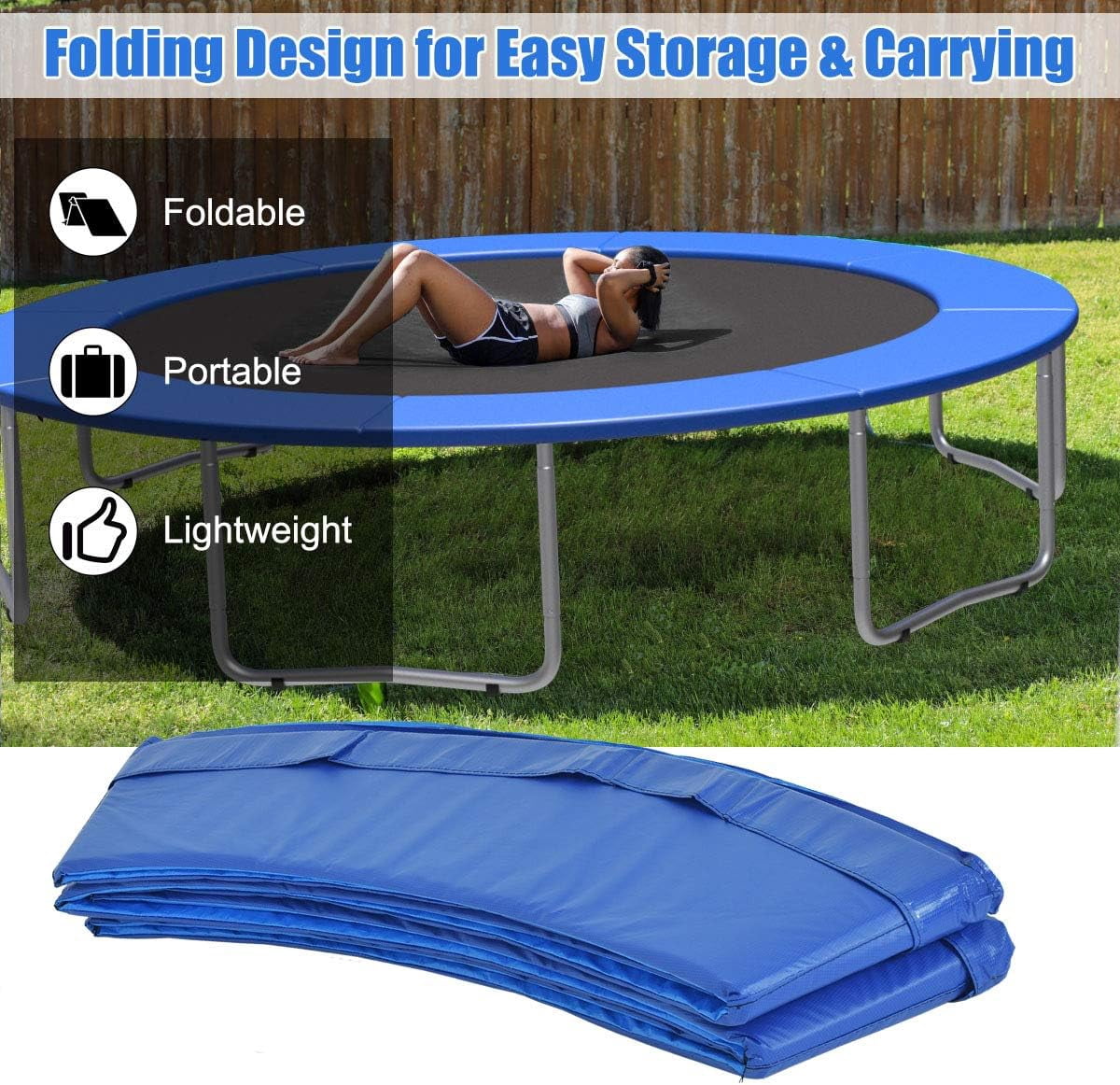 Meikoko 8ft Round Trampoline Replacement Safety Pad (Blue, 8 ft) syqyk