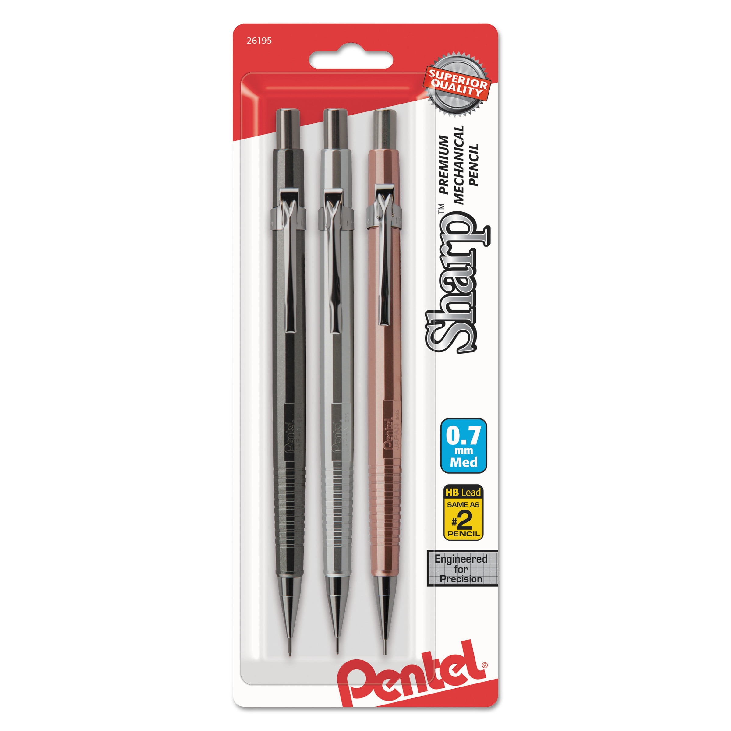 Pentel Sharp Mechanical Pencil, Professional Drafting and Writing Tool (Black, 0.7mm, 3-Pack) qvfct