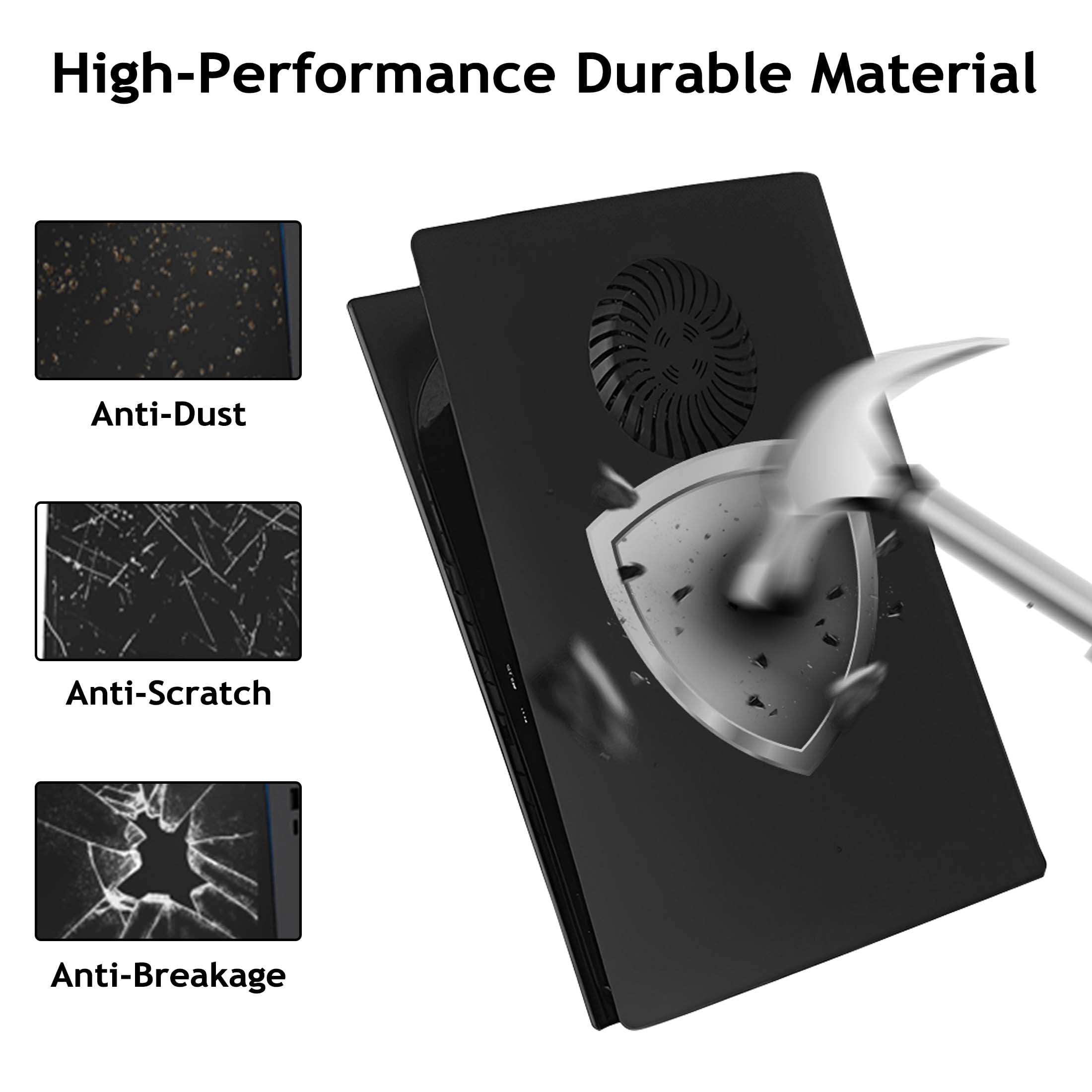 SIXGOLDHUA PS5 Digital Edition Faceplate Cover with Cooling Vents and Dust Filter (Black, 1 Set) j8j1m