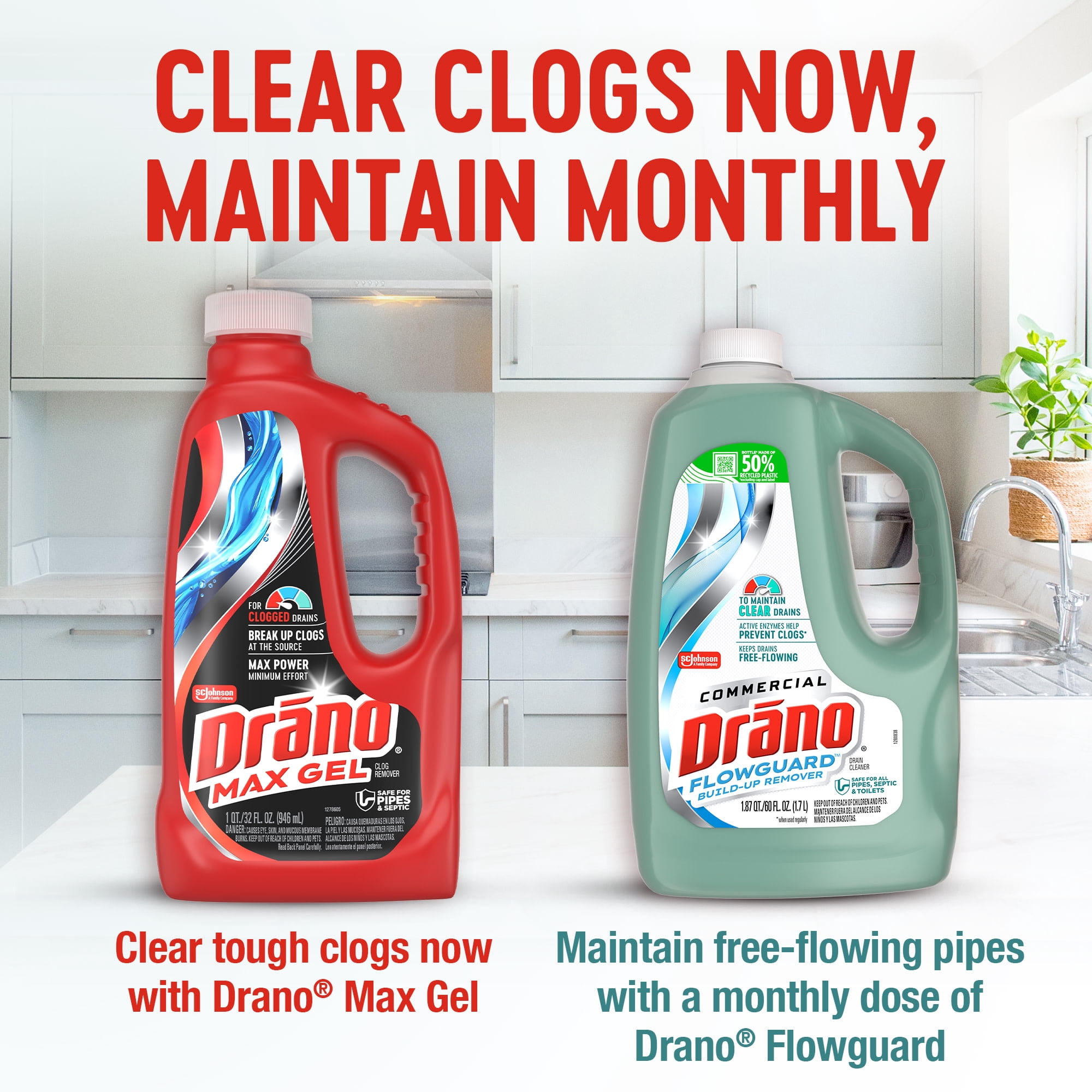 Drano Max Gel Drain Clog Remover, Heavy-Duty Pipe Cleaner for Kitchen and Bathroom (32 oz) 2m72o