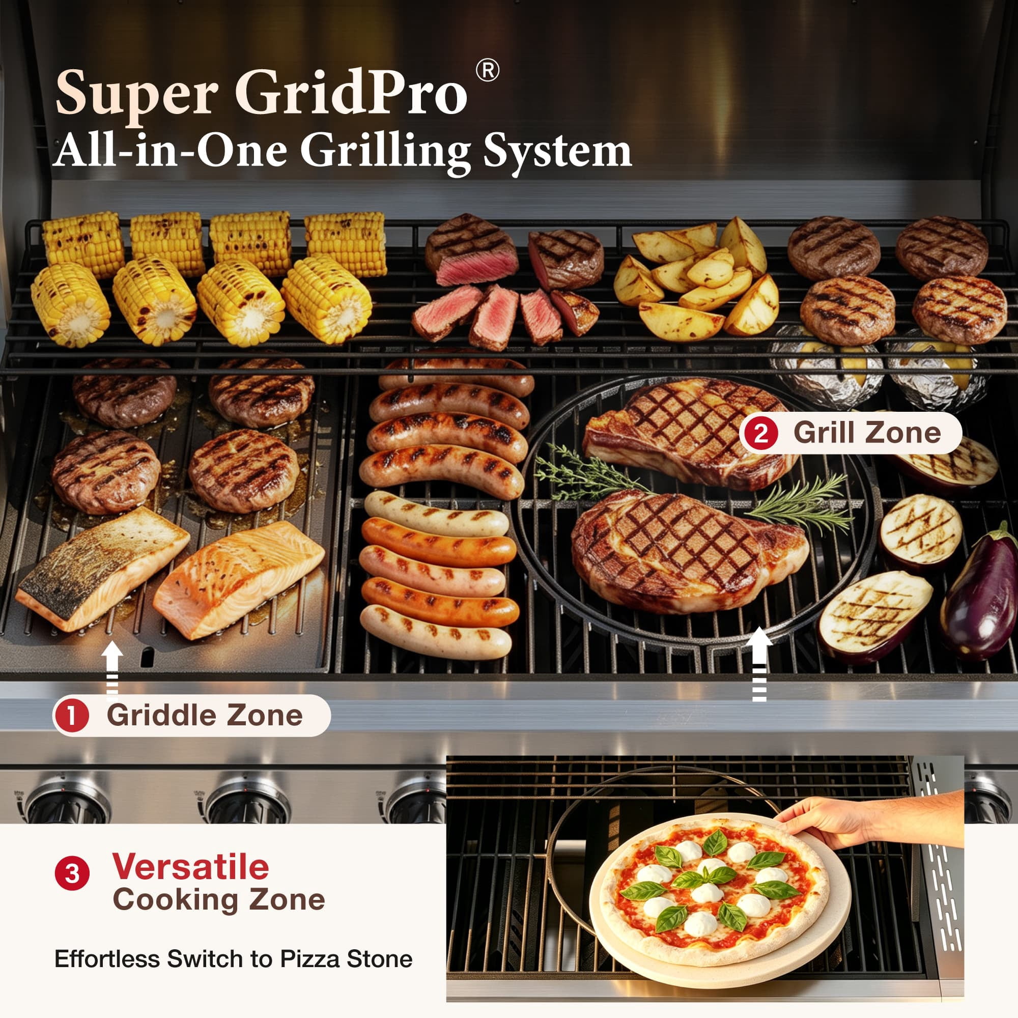 MF Studio 6-Burner Propane Gas Grill with Infrared Side Burner and Griddle Zone (Black, 840 sq.in) w78tr