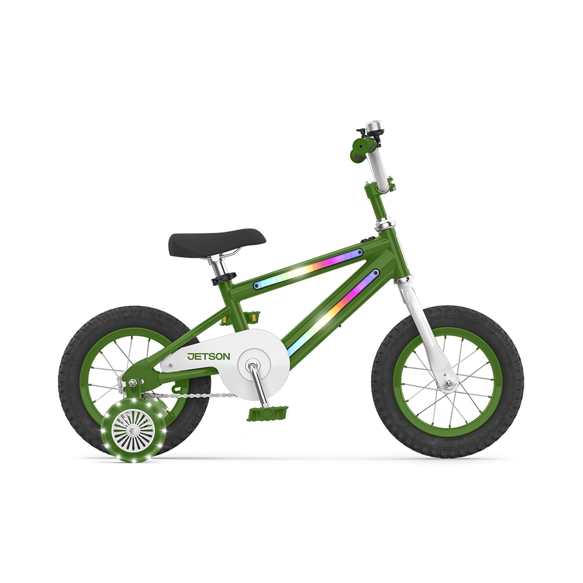 Jetson Light Rider 12 Kids Light-Up Bike with Training Wheels (Green, 12 in) glmw8
