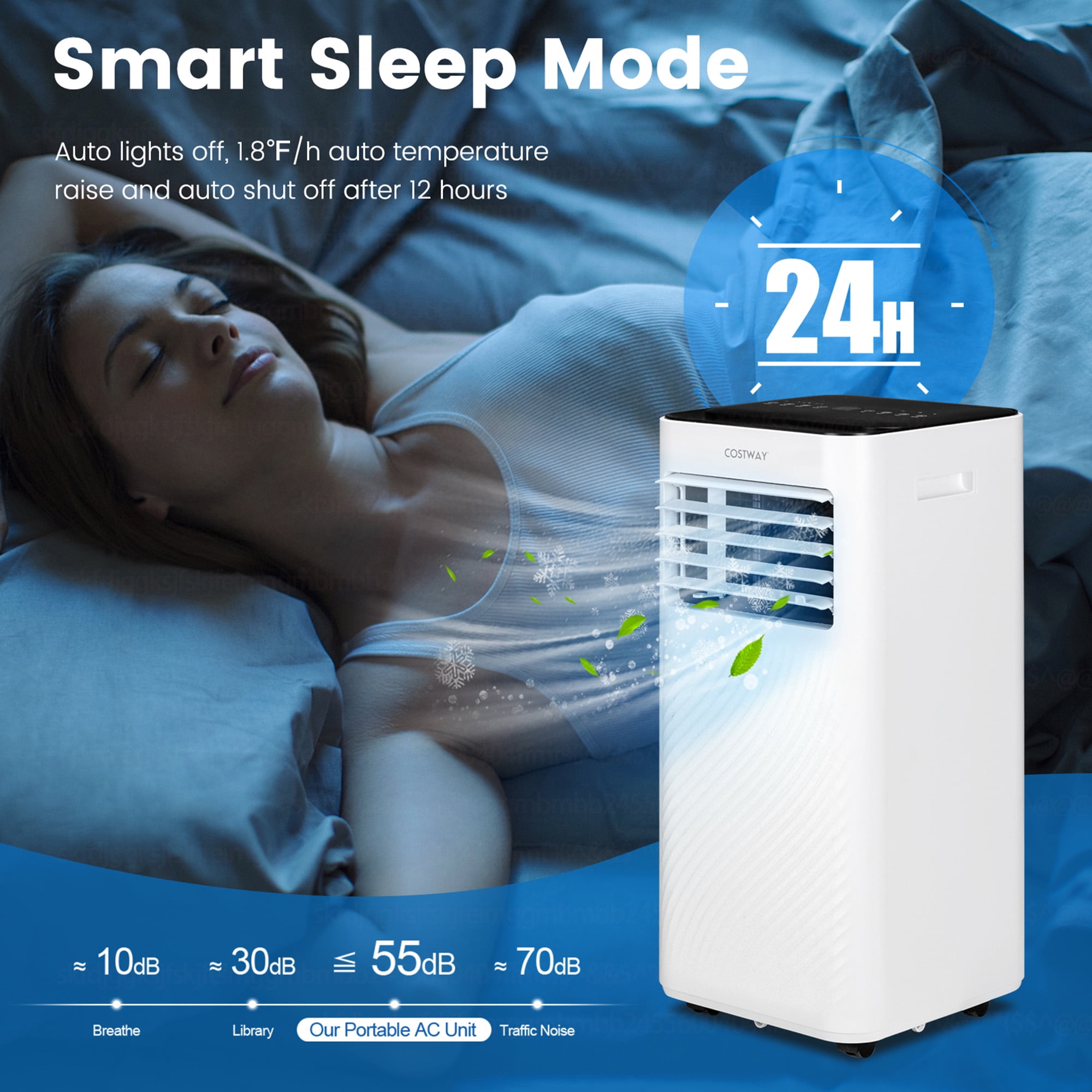 Costway Portable Air Conditioner 10000 BTU 4-in-1 Cooling Fan Dehumidifier with Remote Control (White, 350 sq.ft) gl0rg