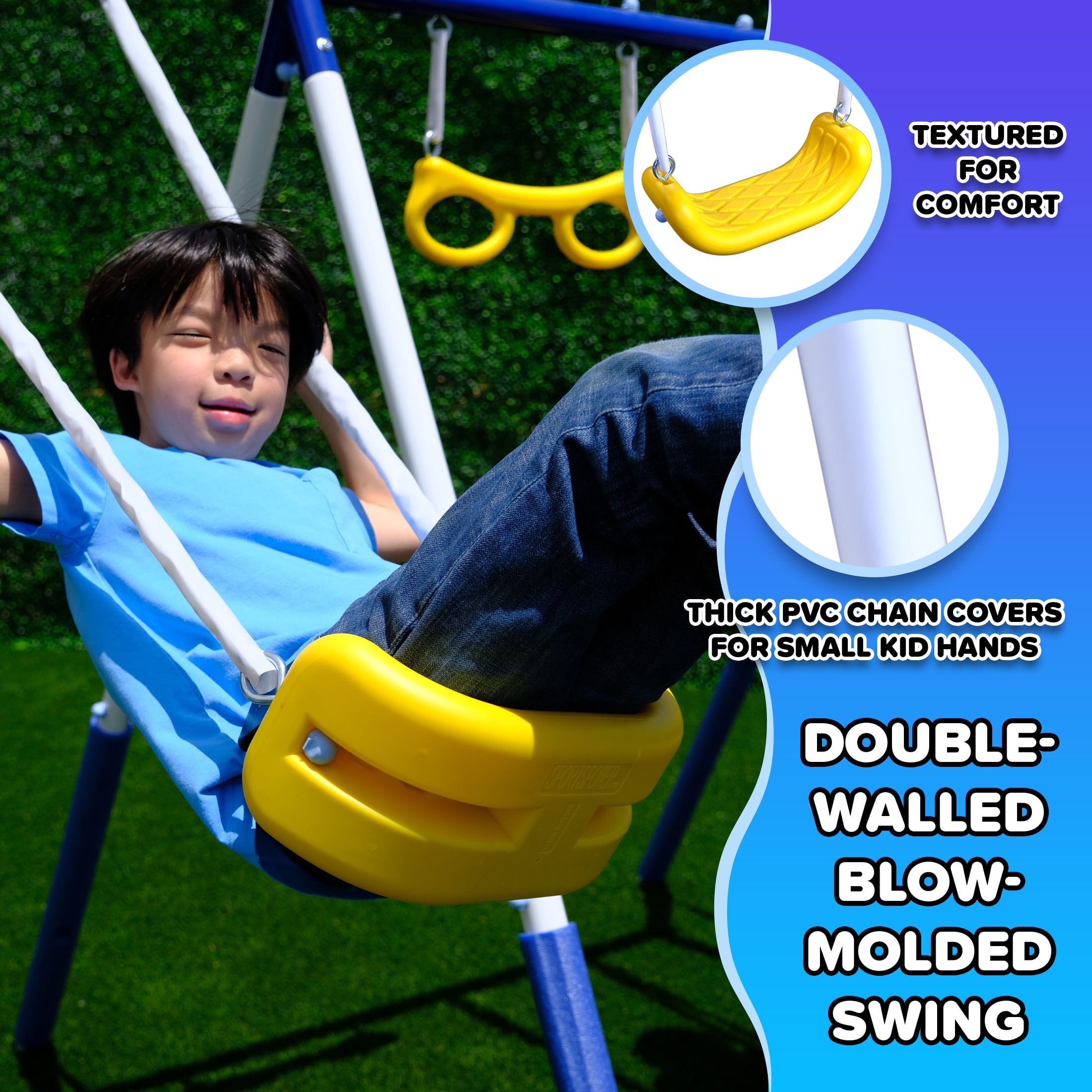 Sportspower Super 9 Metal Swing Set with Slide and Multiple Swings (6.1 ft Steel Frame) 8hlf3