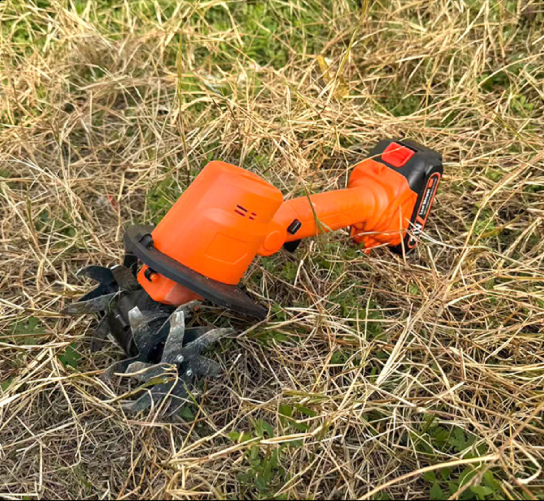 Beiou 24V Cordless Electric Tiller Cultivator, Portable Garden Rototiller with Extension Rod (4 in Tilling Width) nzinm