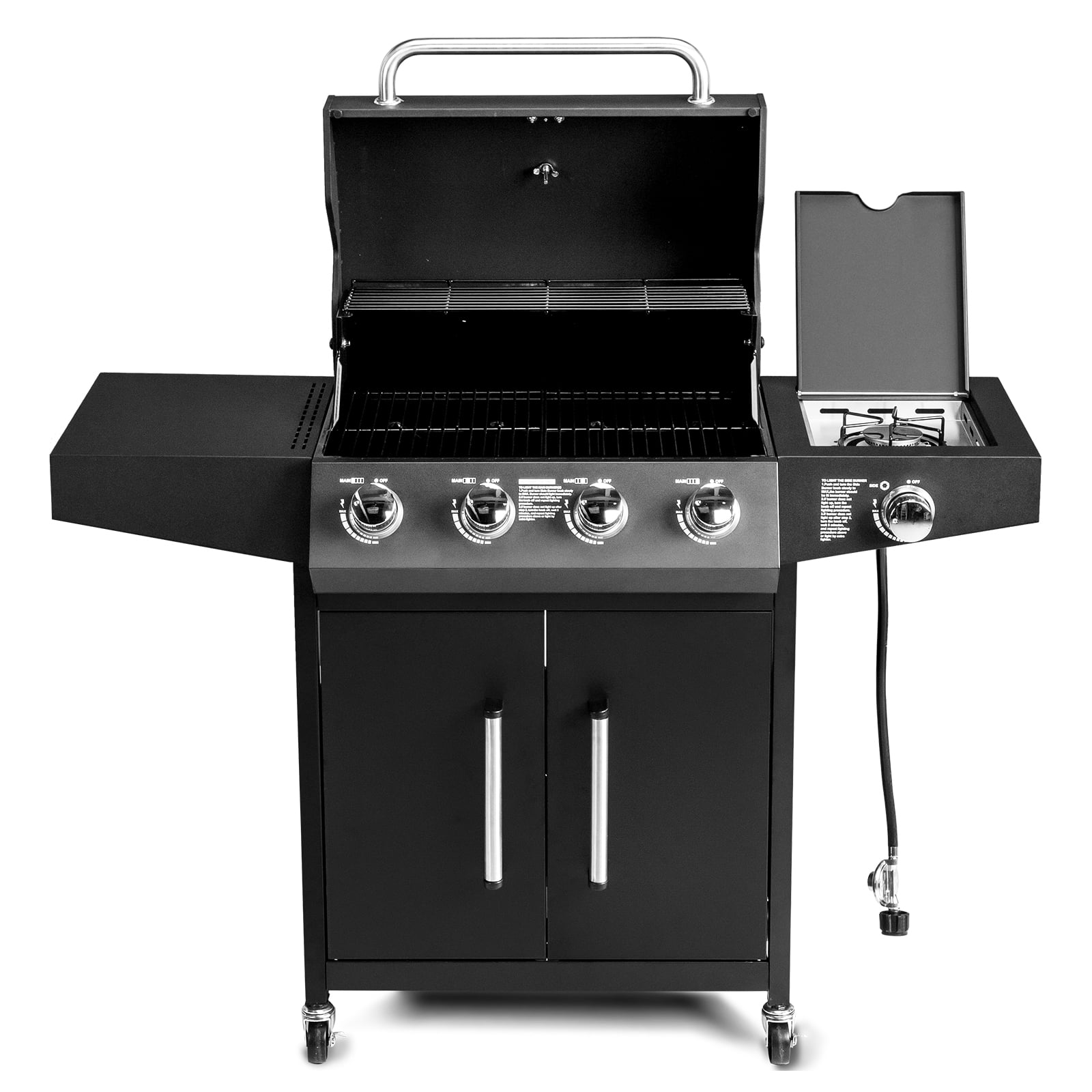 GoDecor 4-Burner Propane Gas Grill with Side Burner for Outdoor Cooking (Black, 53 in x 24.8 in x 44.5 in) wrhkj