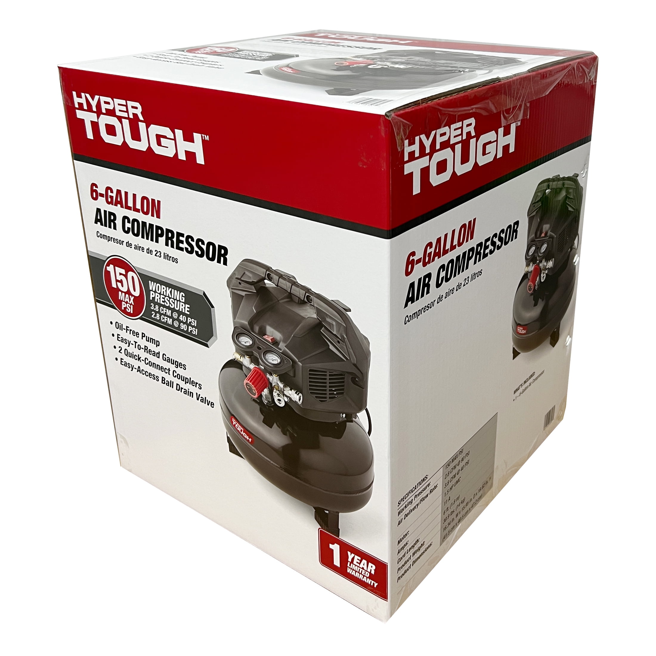 Hyper Tough 150 PSI Oil-Free Pancake Air Compressor (Black, 6 gal) gf23v