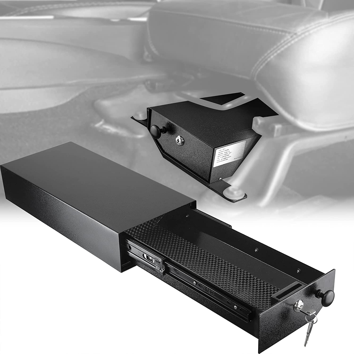 Pochar Under Seat Security Drawer for Jeep Wrangler JK 2007-2018 (Black, 17 in x 7.5 in x 3.25 in) yruwl