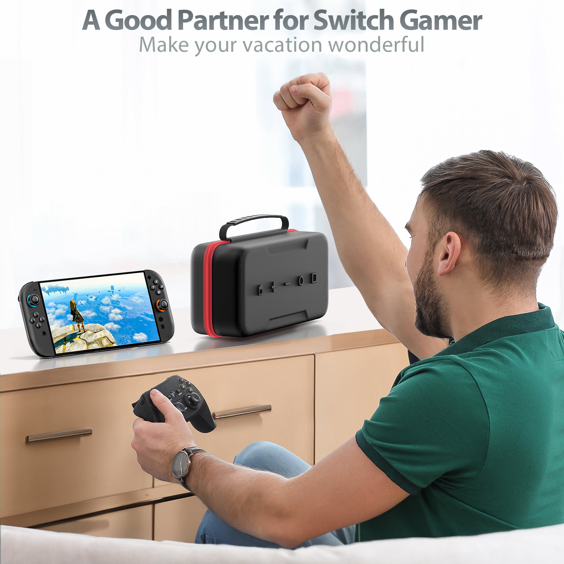 OIVO Hard Shell Carrying Case for Switch 2, OLED, and Original Console (Black, 1 Pack) vxt3m