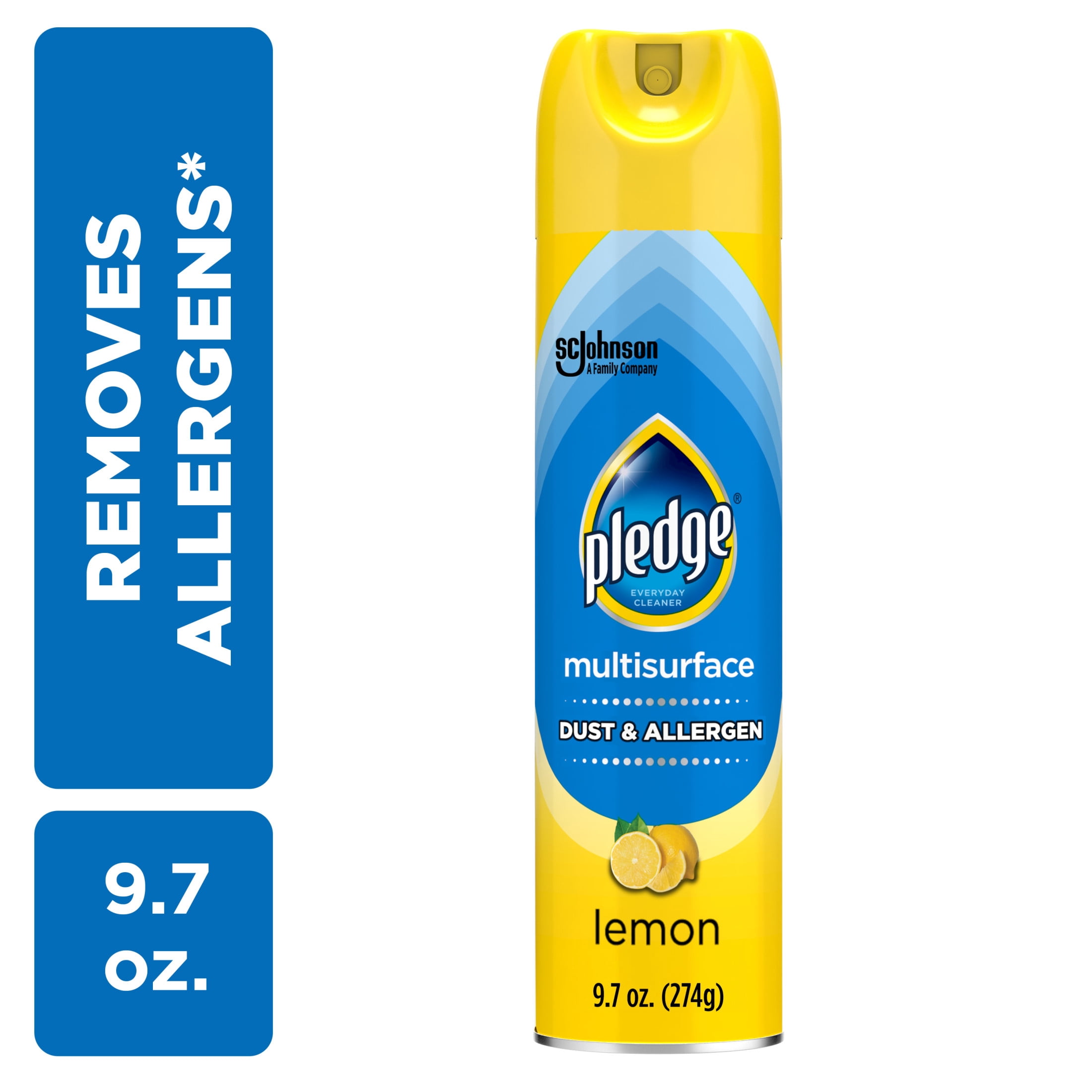 Pledge Multi-Surface Dust & Allergen Cleaner Spray, Lemon Scent (6 Pack, 9.7 oz) gywmx