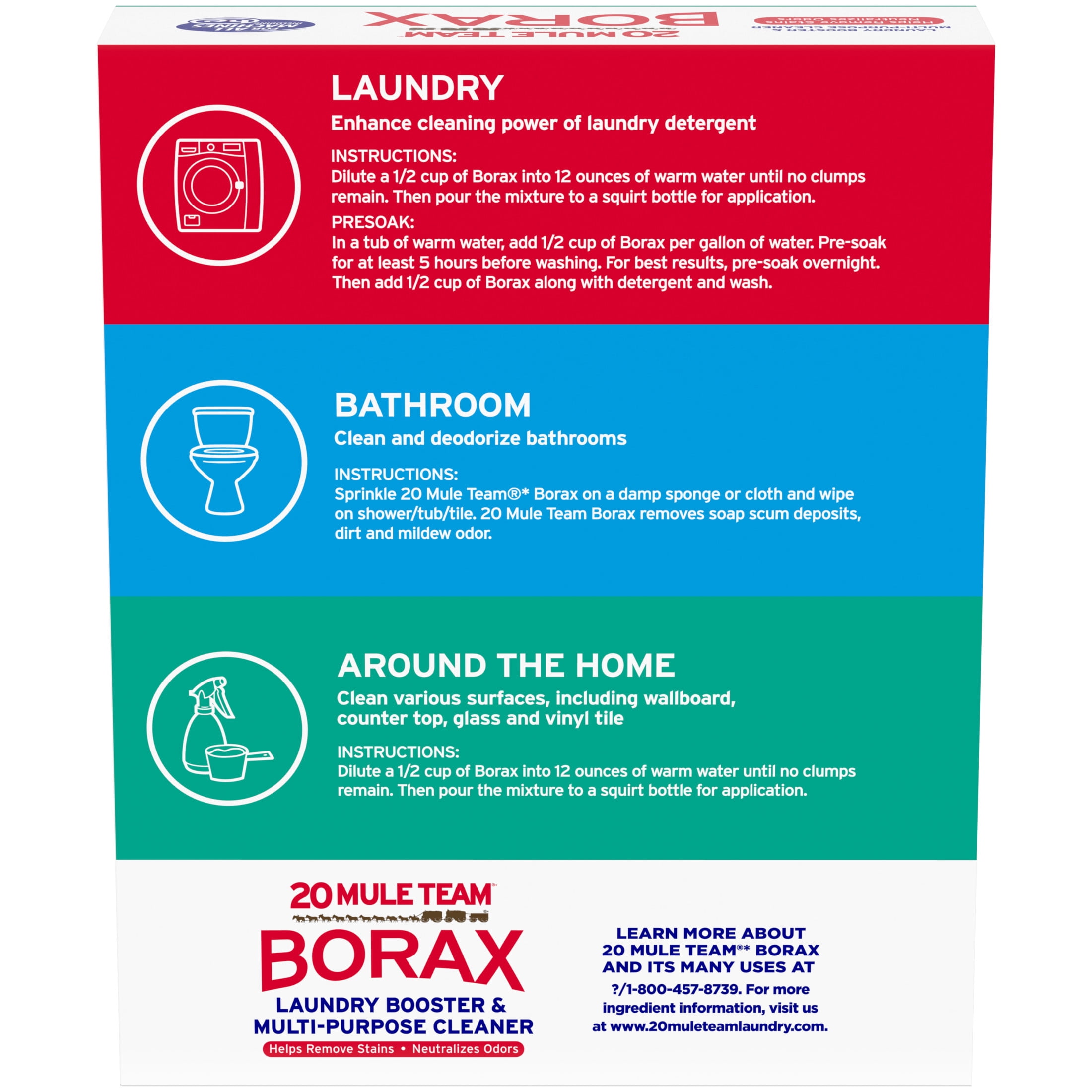 20 Mule Team Borax All Natural Laundry Booster and Multi-Purpose Household Cleaner (65 oz) 19mou